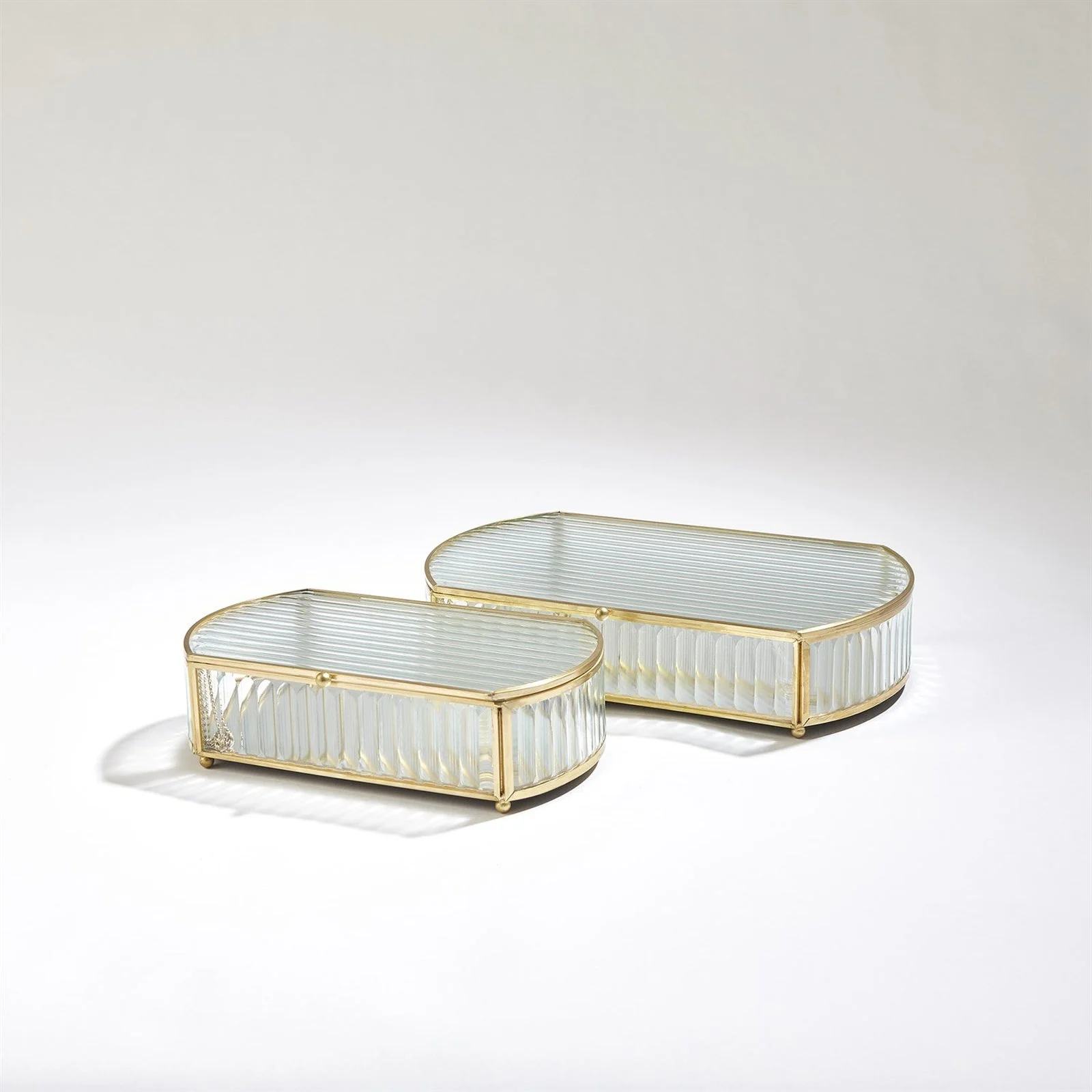 Global Views Reeded Glass Oval Box - Image 3