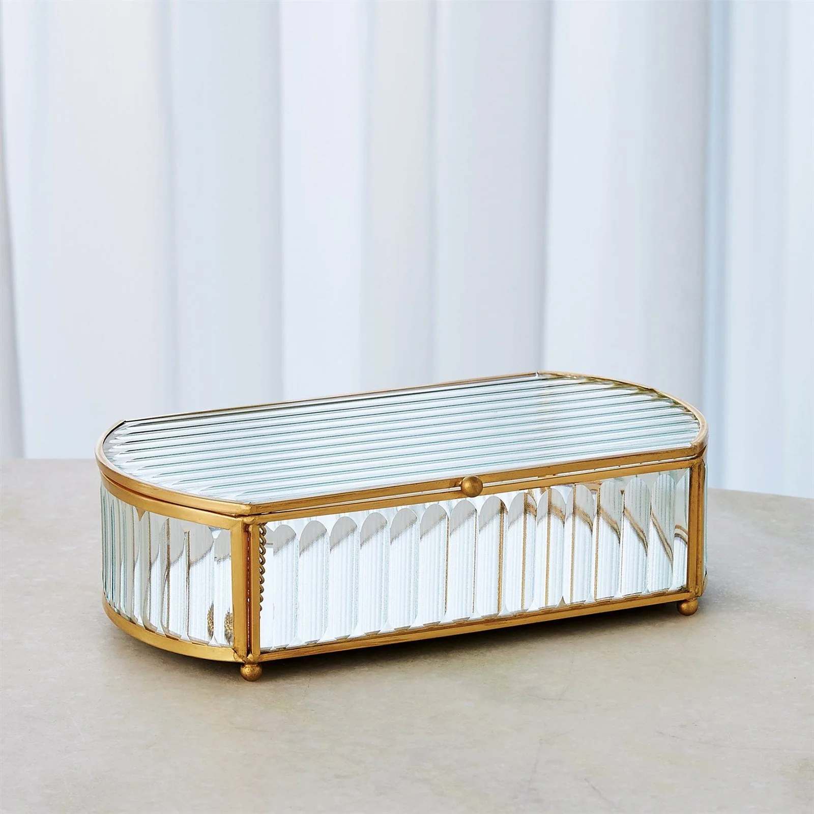 Global Views Reeded Glass Oval Box - Image 7