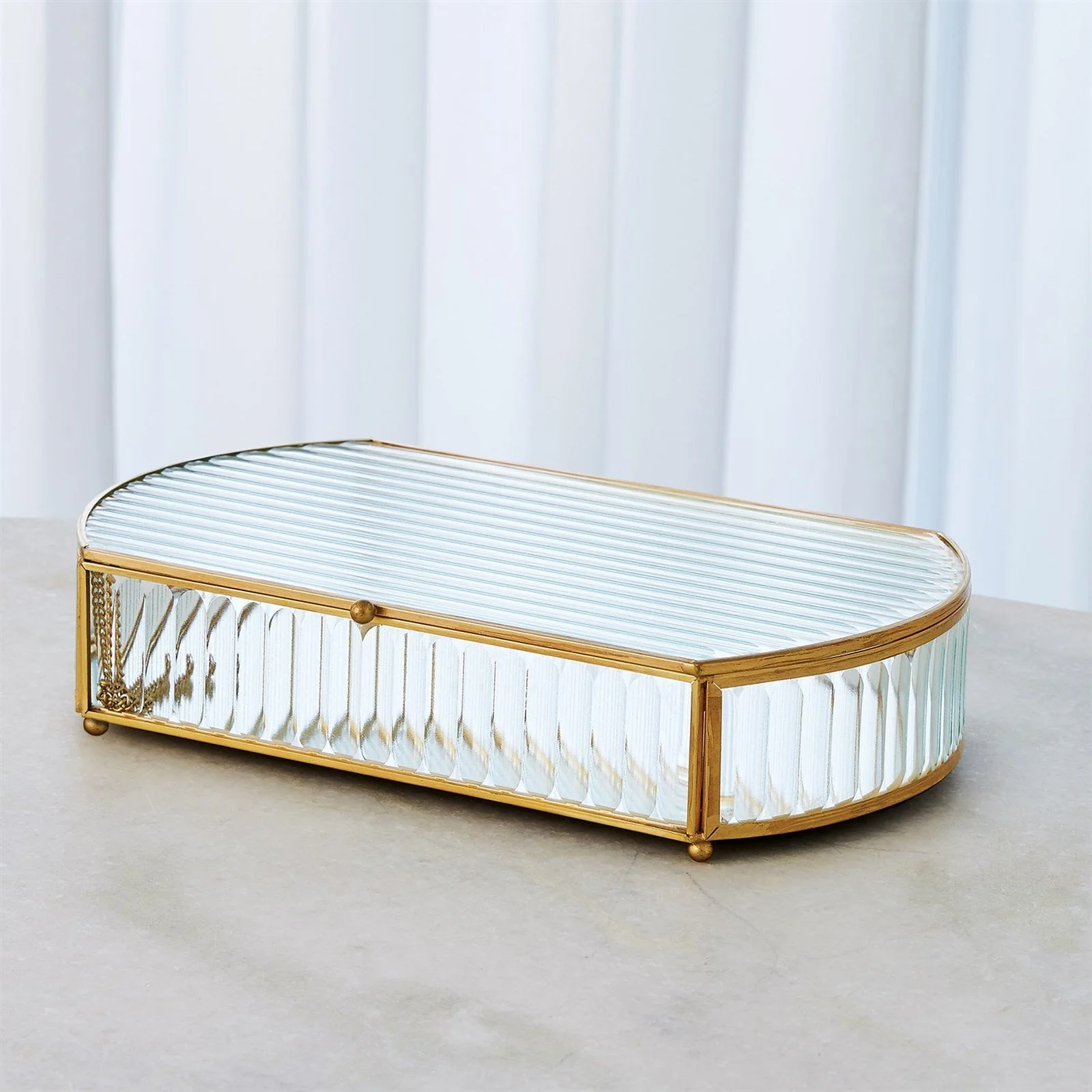 Global Views Reeded Glass Oval Box - Image 8