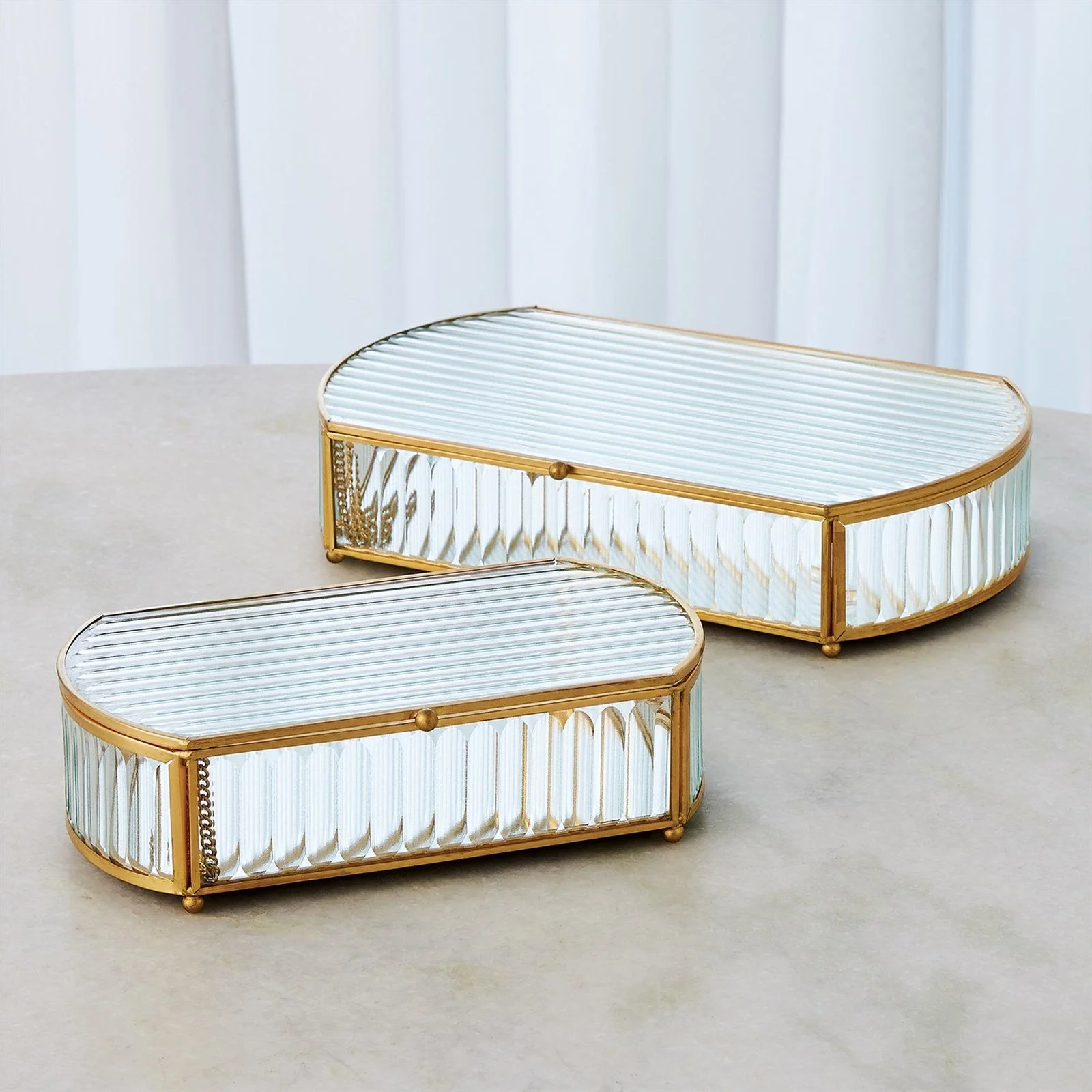 Global Views Reeded Glass Oval Box - Image 9