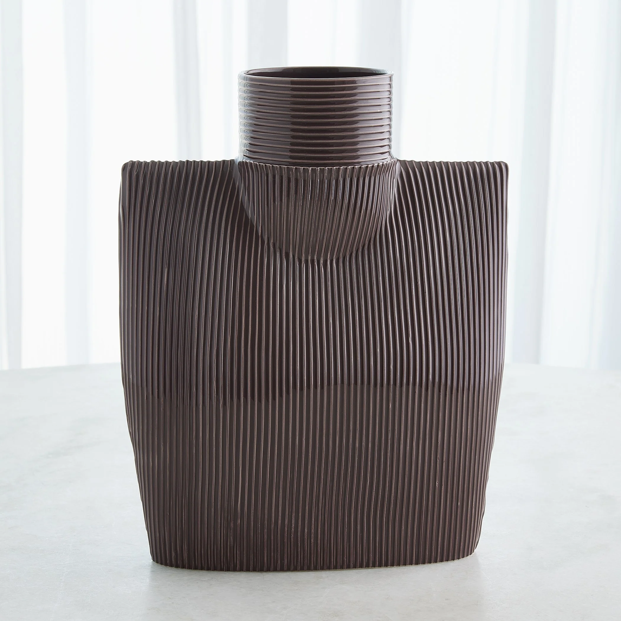 Global Views Ribbed Collar Vase Plum - Image 10