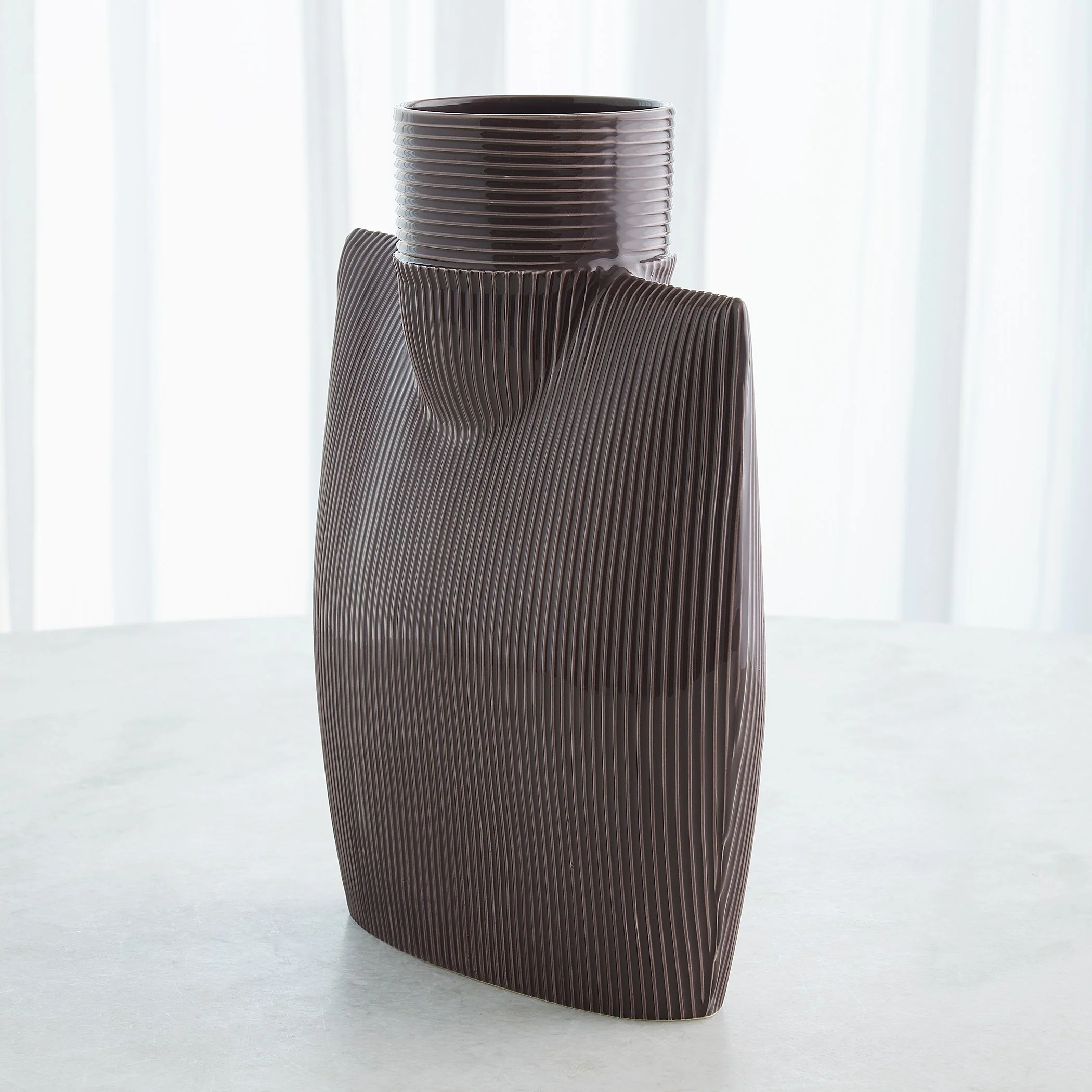 Global Views Ribbed Collar Vase Plum - Image 11