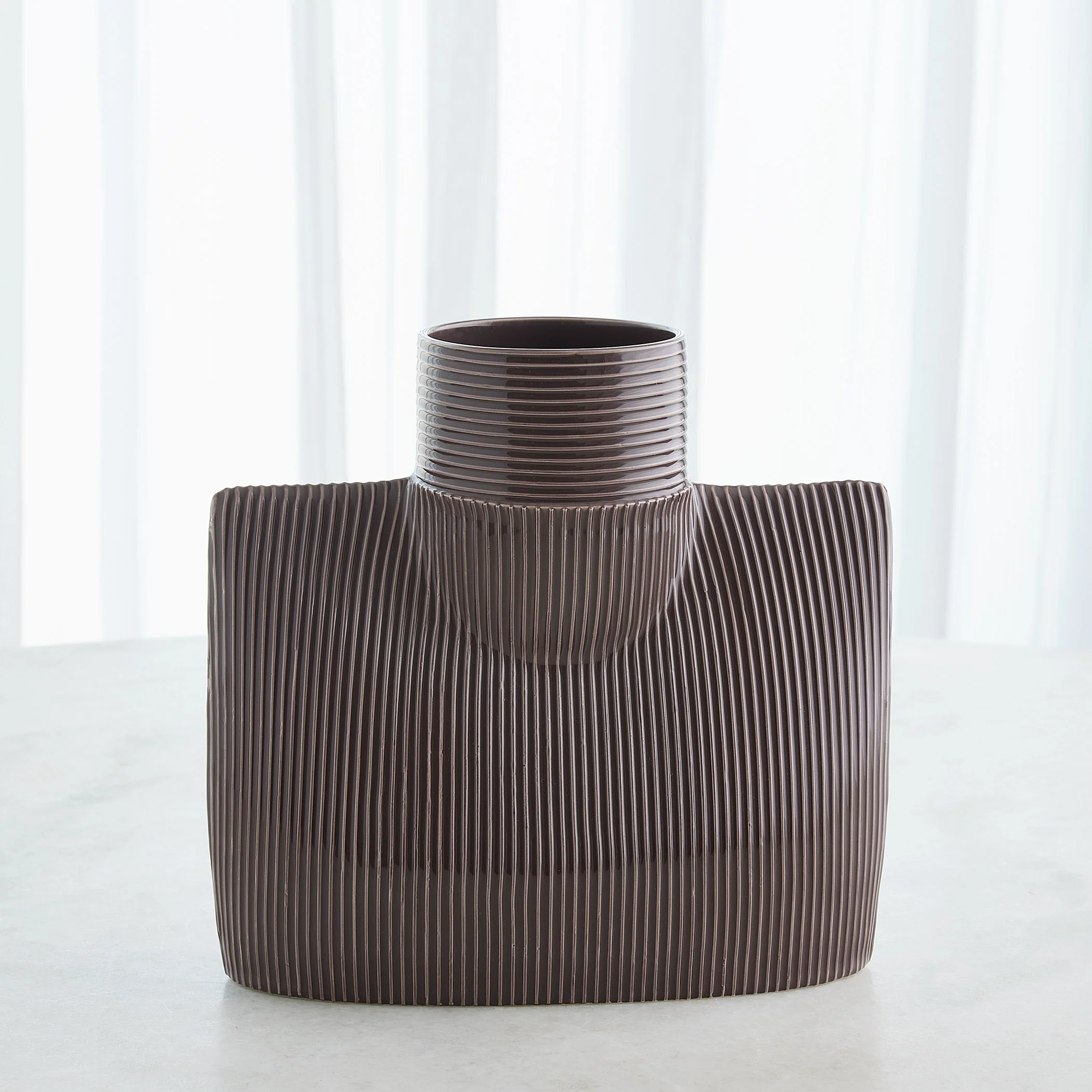 Global Views Ribbed Collar Vase Plum - Image 3