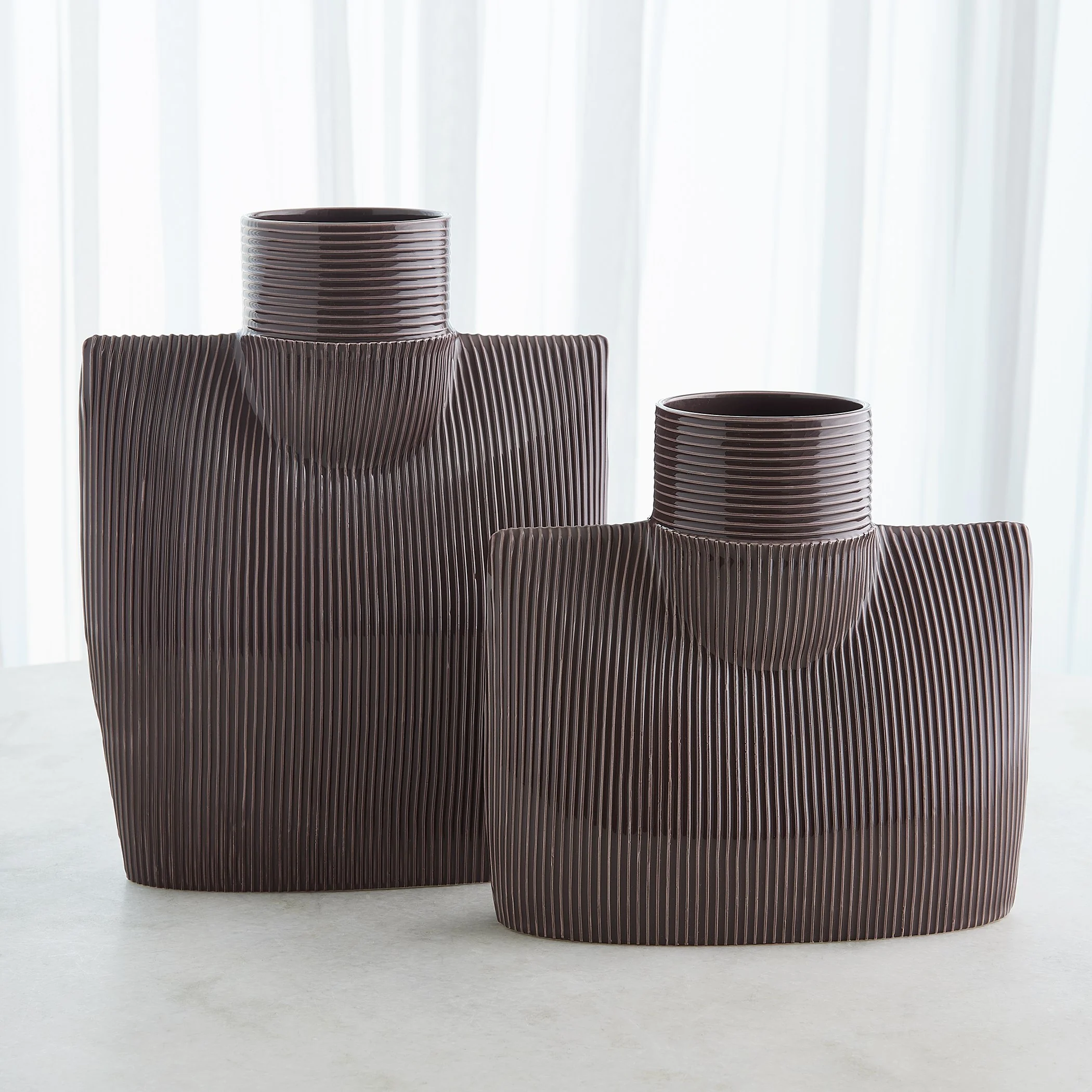 Global Views Ribbed Collar Vase Plum - Image 5
