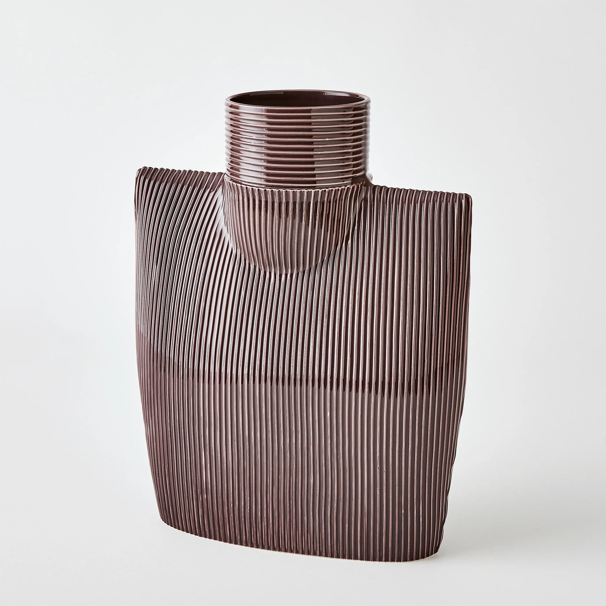 Global Views Ribbed Collar Vase Plum - Image 9