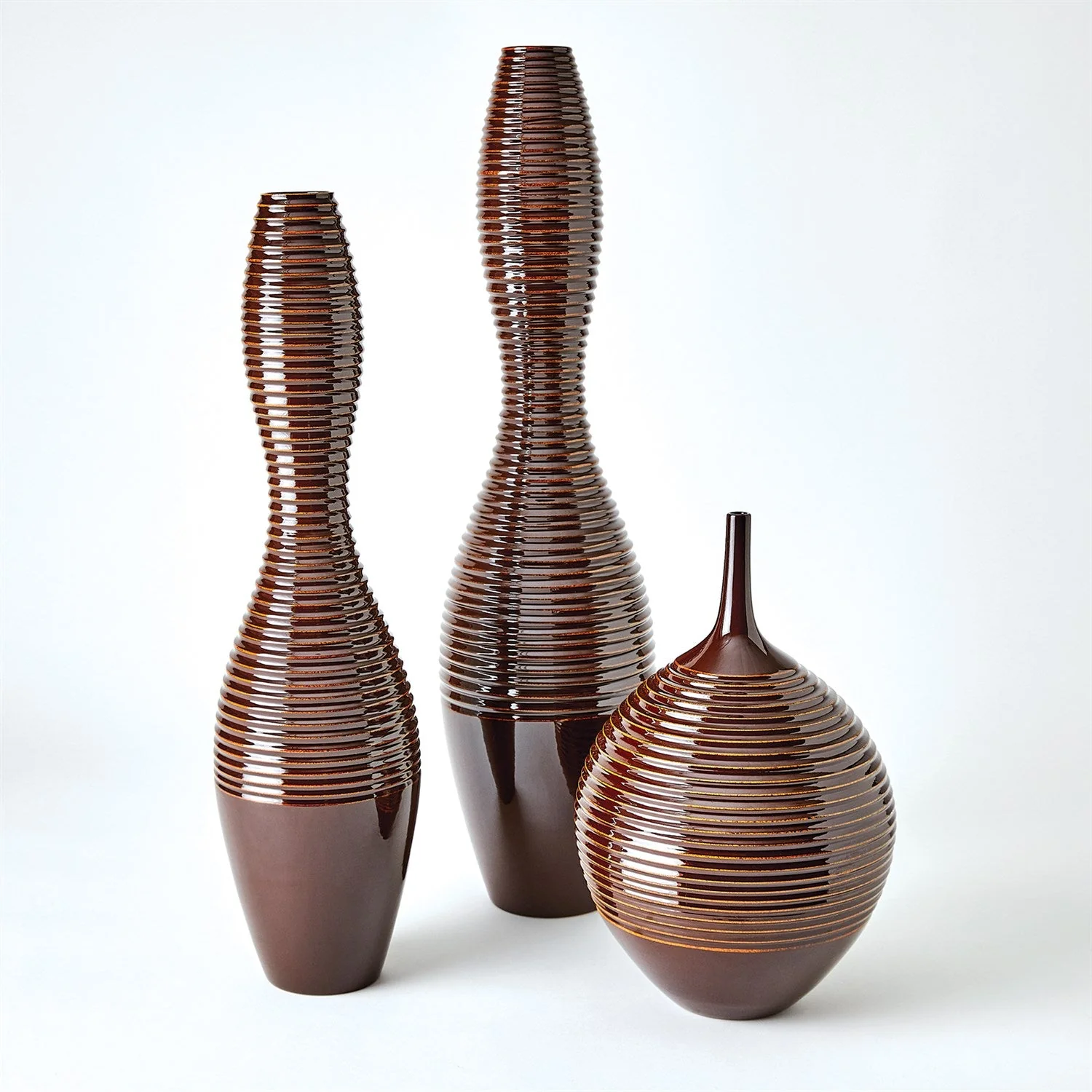 Global Views Ribbed Vases & Bottle - Garnet - Image 3