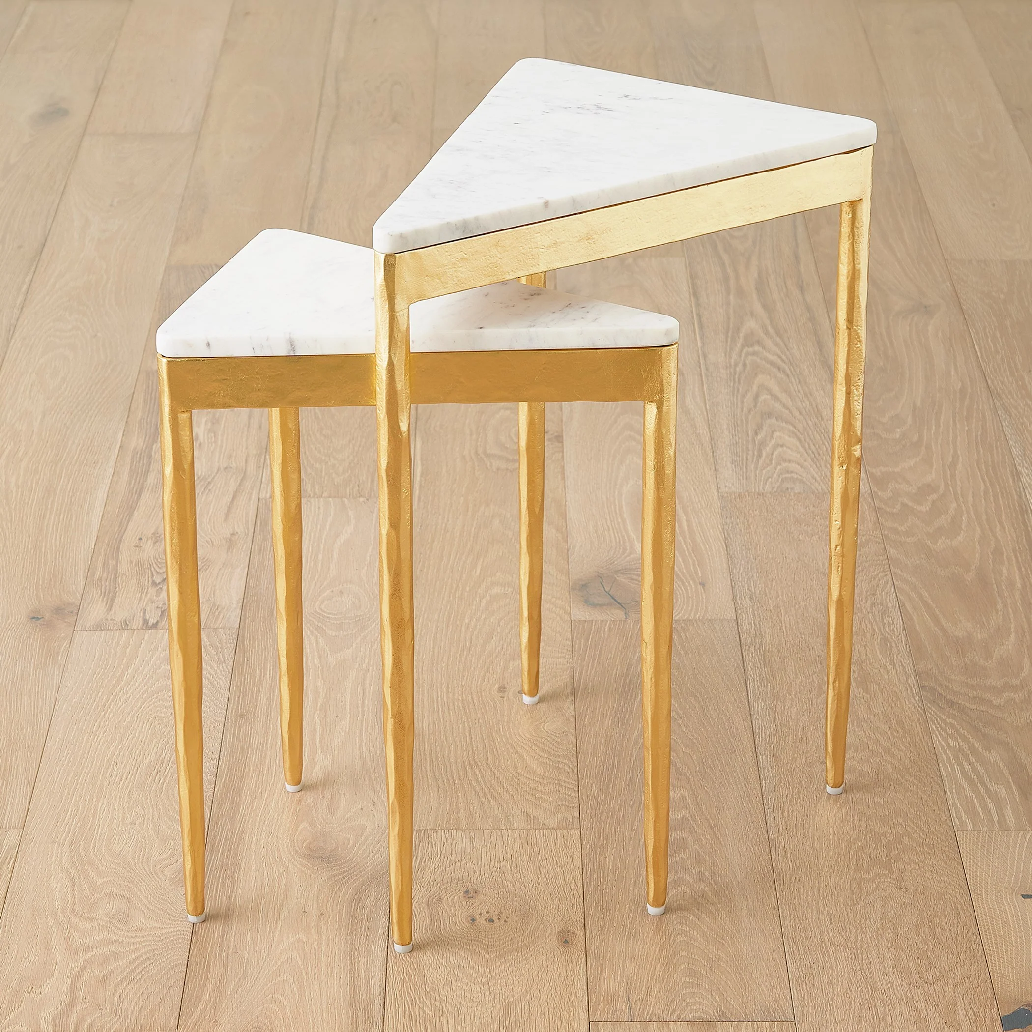 Global Views S/2 Triangular Nesting Tables Gold Leaf - Image 3