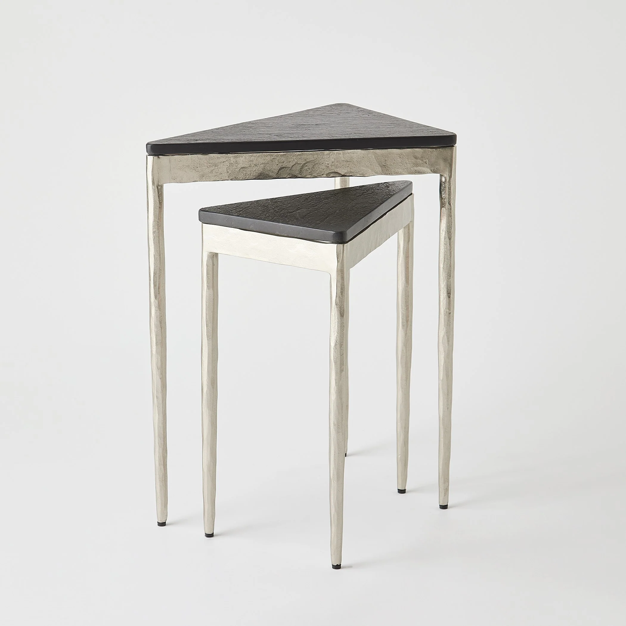 Global Views S/2 Triangular Nesting Tables Nickel - Image 2