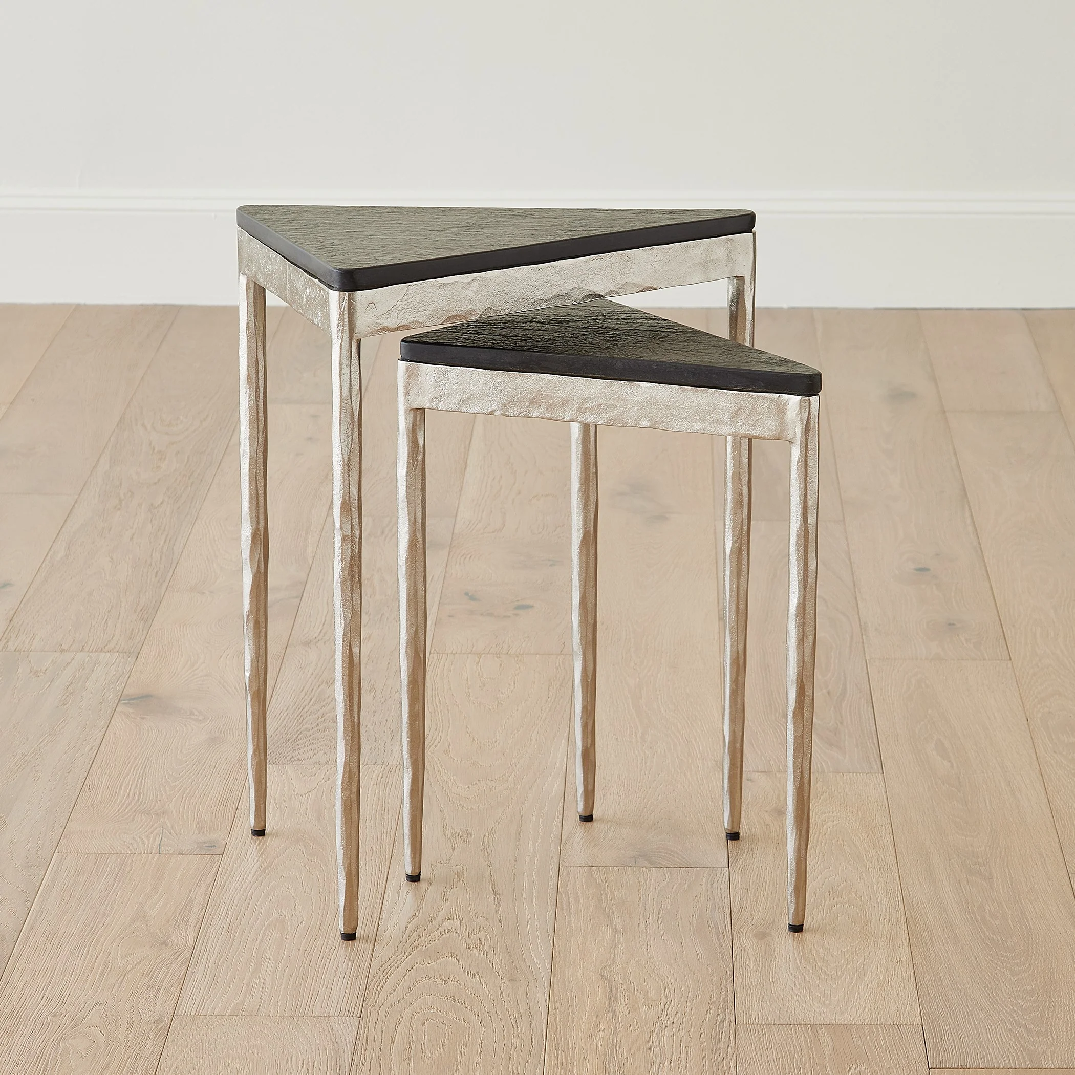 Global Views S/2 Triangular Nesting Tables Nickel - Image 3