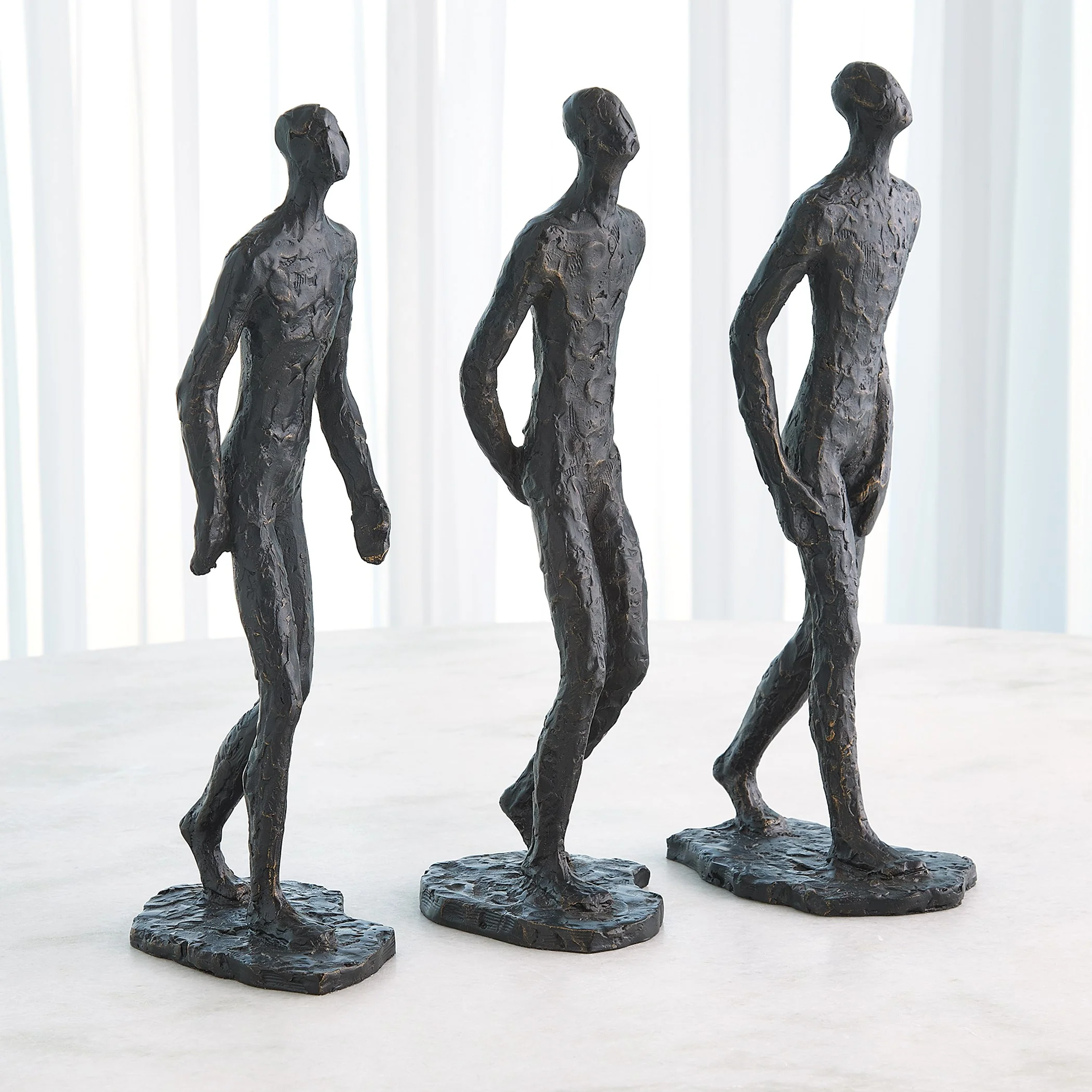Global Views S/3 Pondering Sculptures Bronze - Image 3