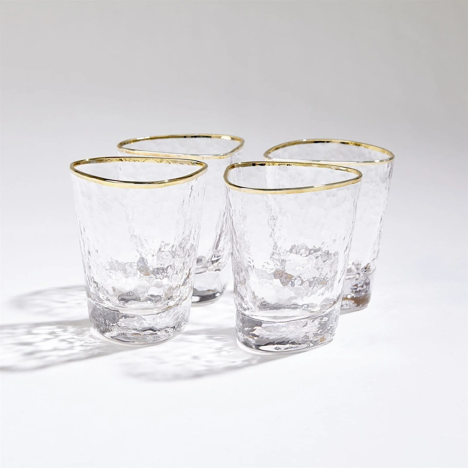 Global Views Hammered Clear Glasses with Gold Rim - Set of 4 - Image 2