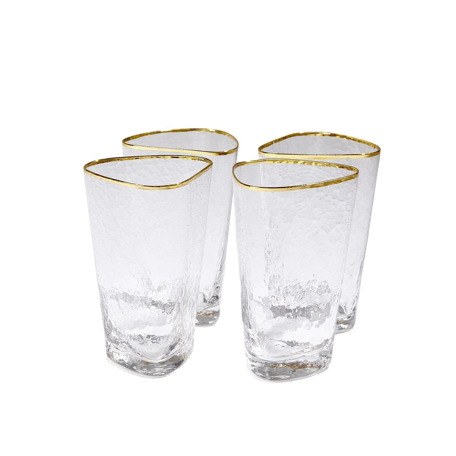 Global Views Hammered Clear Glasses with Gold Rim - Set of 4 - Image 3