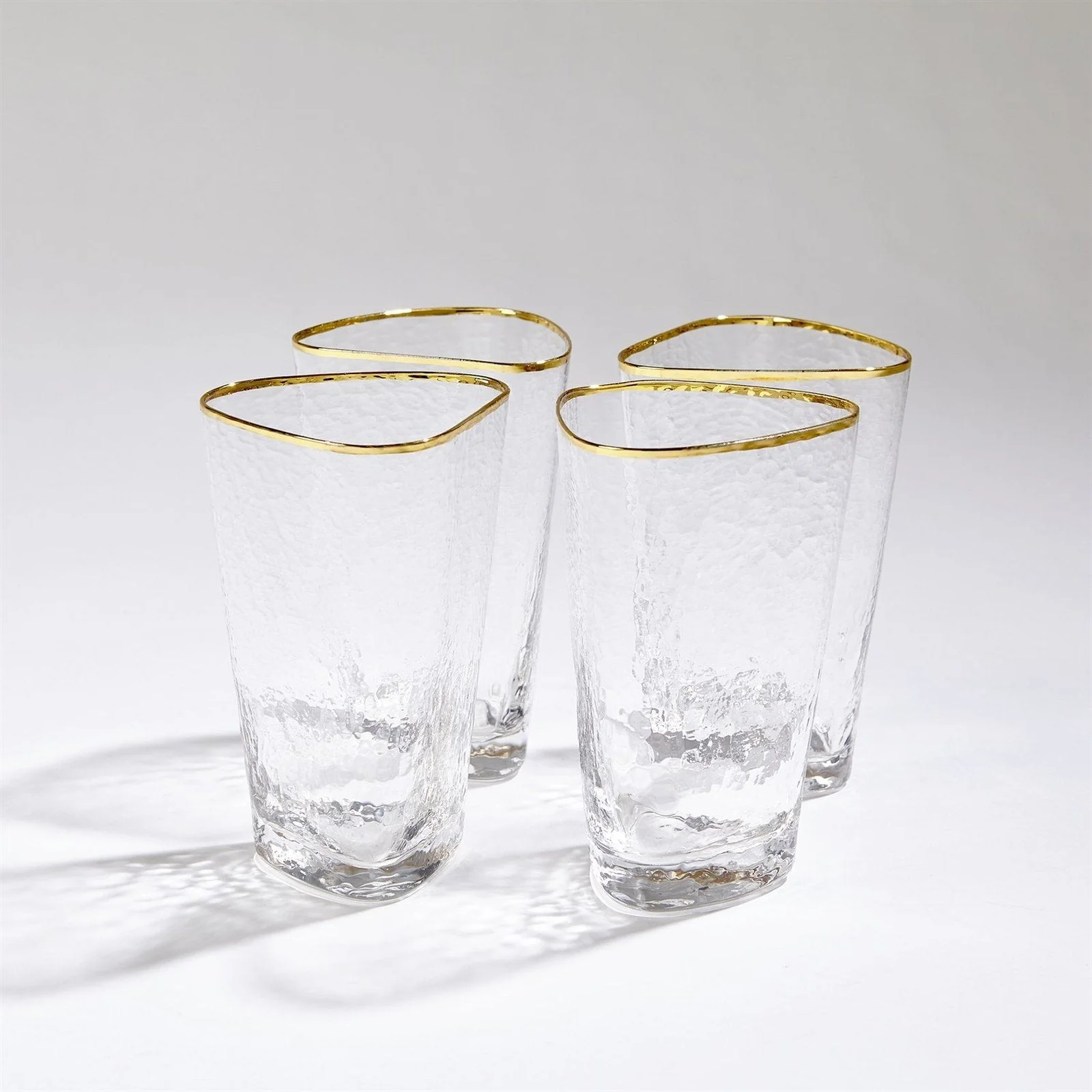 Global Views Hammered Clear Glasses with Gold Rim - Set of 4 - Image 4