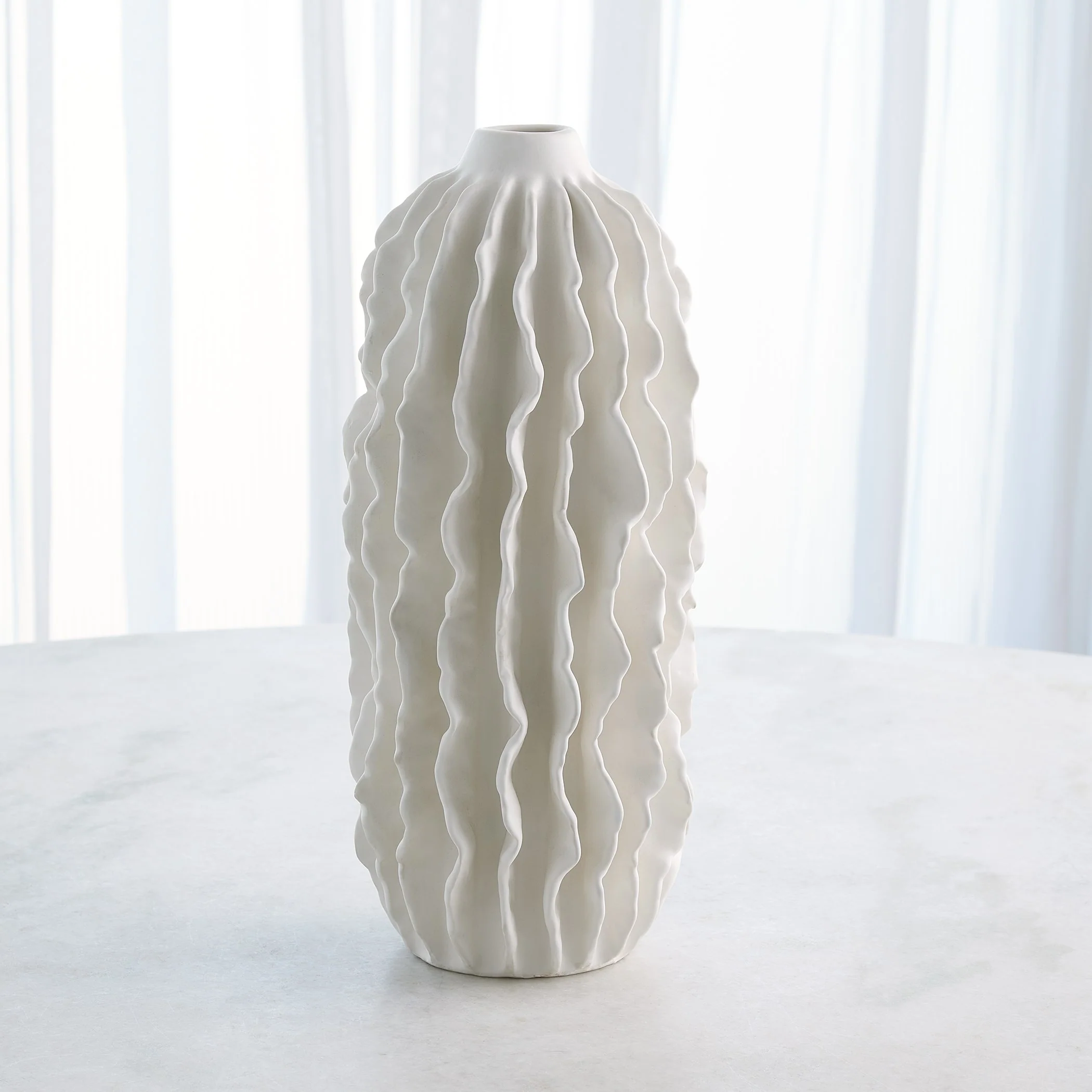 Global Views Sea Ribbons Vase Matte White - Image 3