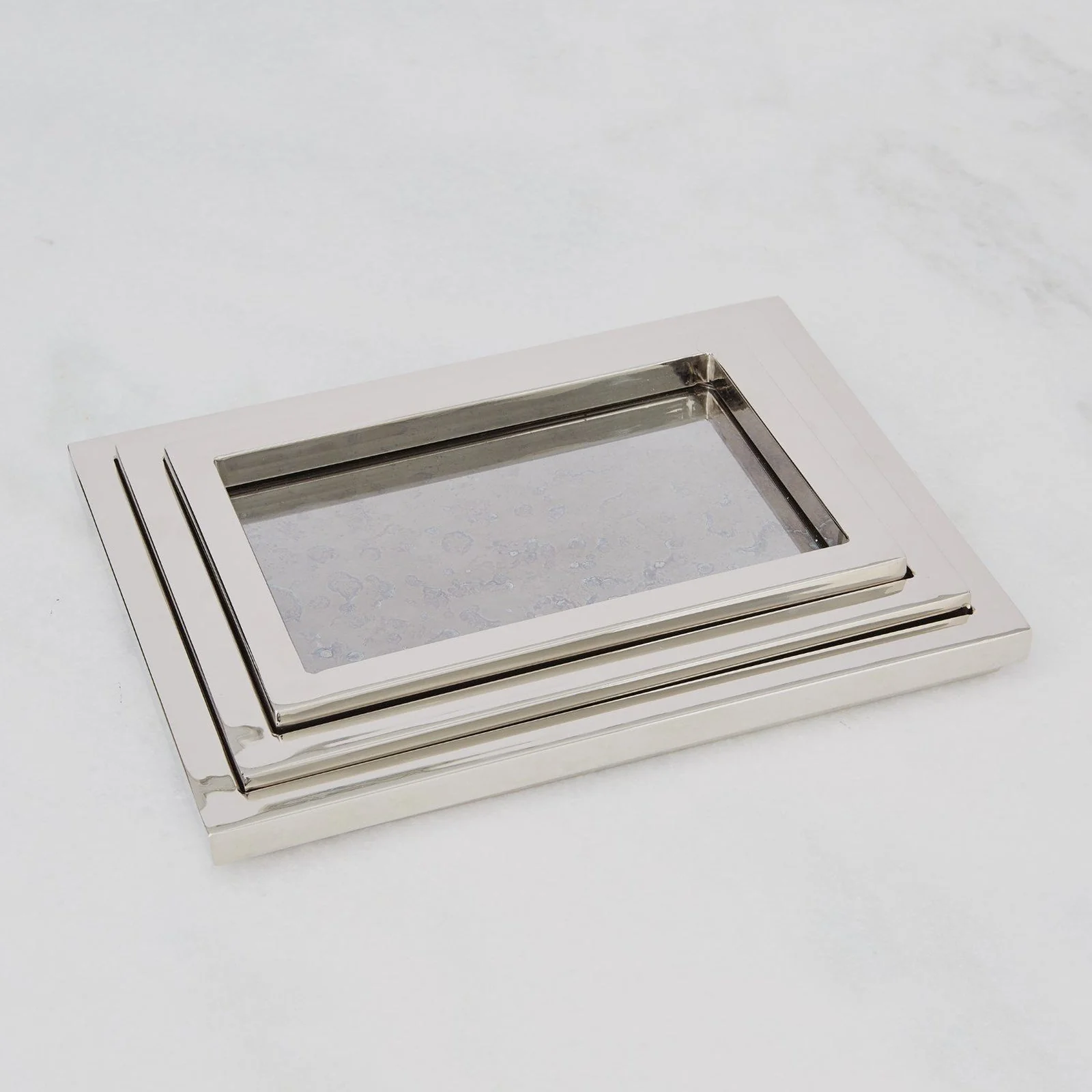 Global Views Set of 3 Stepped Nesting Trays-Nickel - Image 2