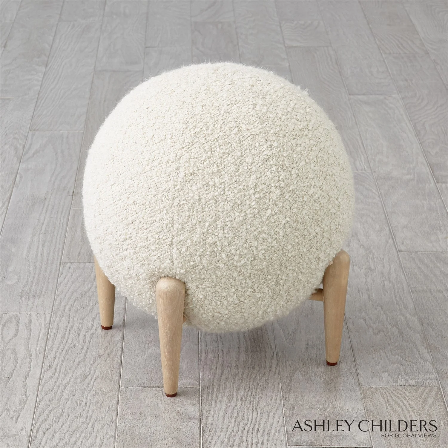 Global Views Shearling Ball Stool by Ashley Childers - Image 3