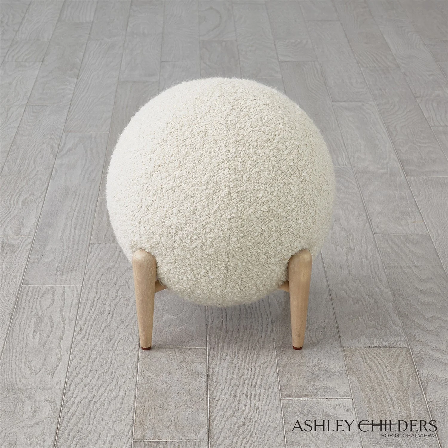 Global Views Shearling Ball Stool by Ashley Childers - Image 4