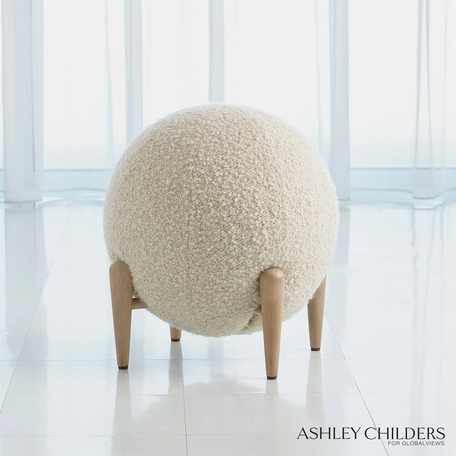 Global Views Shearling Ball Stool by Ashley Childers - Image 5