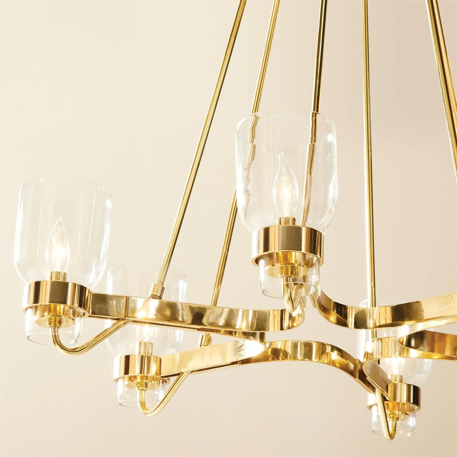 Global Views Six Light Chandelier - Shiny Brass Clearance - Image 4