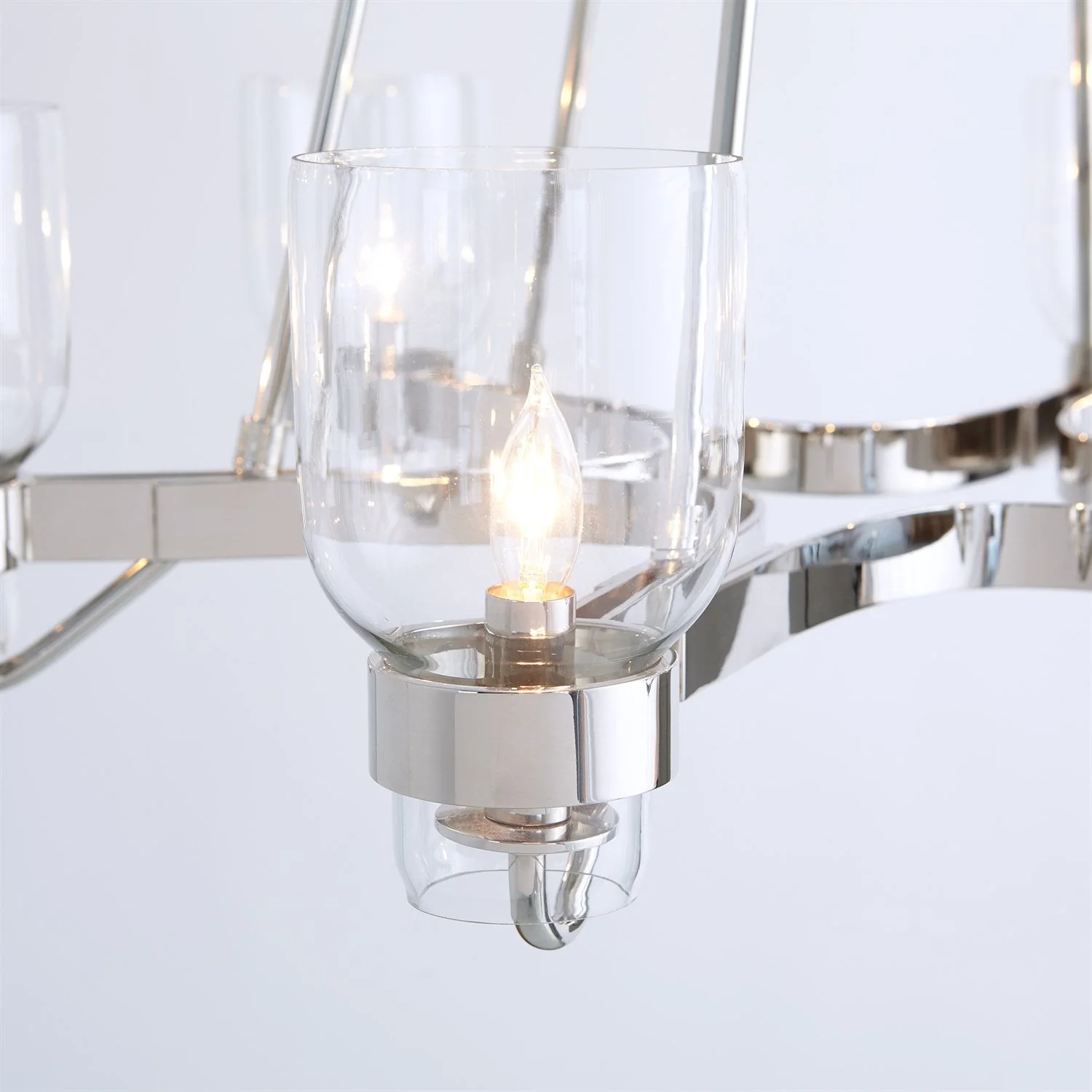 Global Views Six Light Chandelier - Shiny Nickel Clearance - Image 3