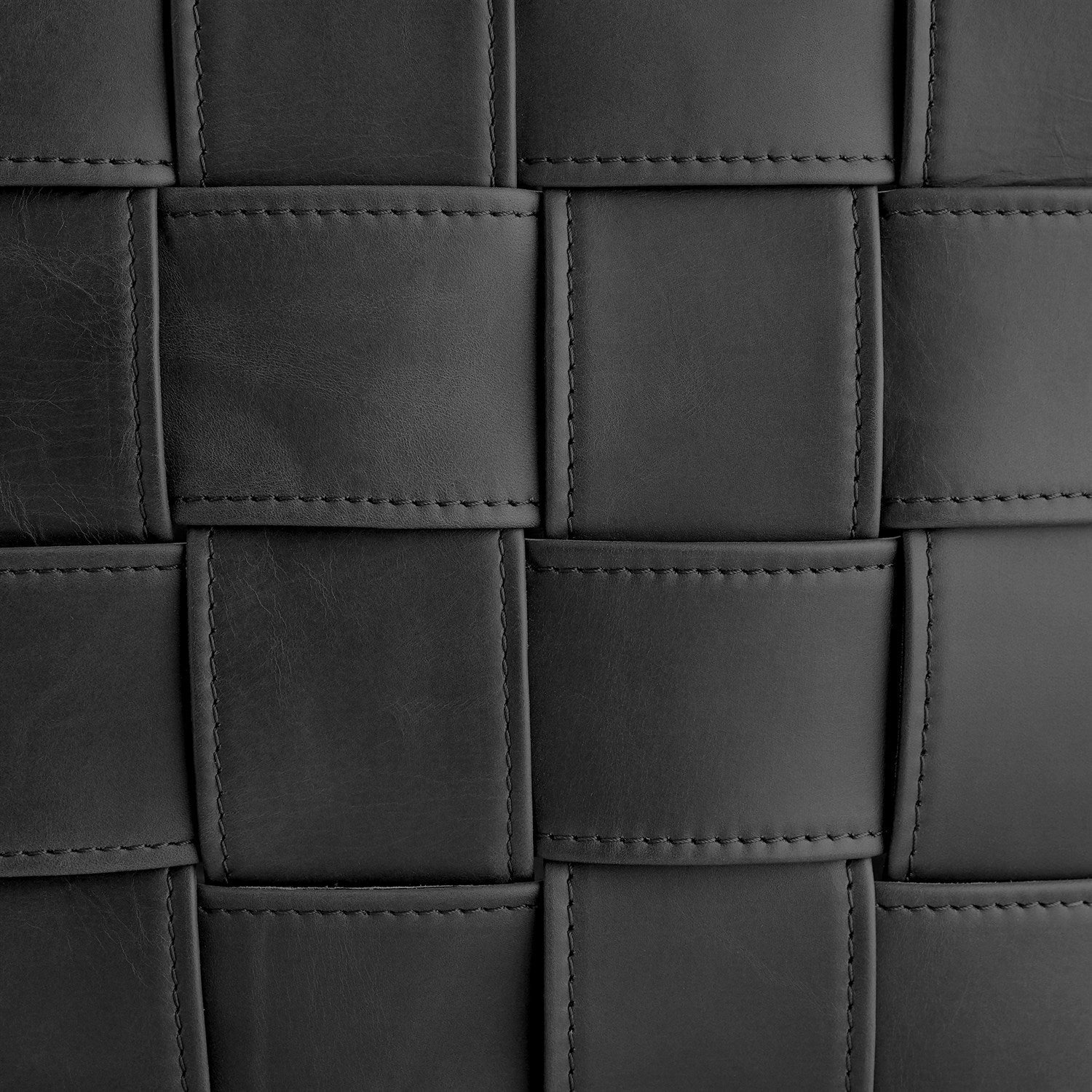 Global Views Soft Woven Leather Basket - Black - Image 6