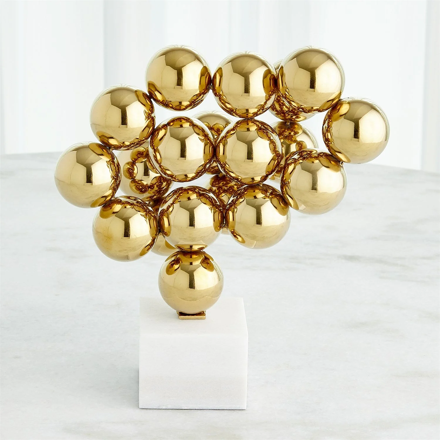 Global Views Sphere Sculpture - Brass - Image 2