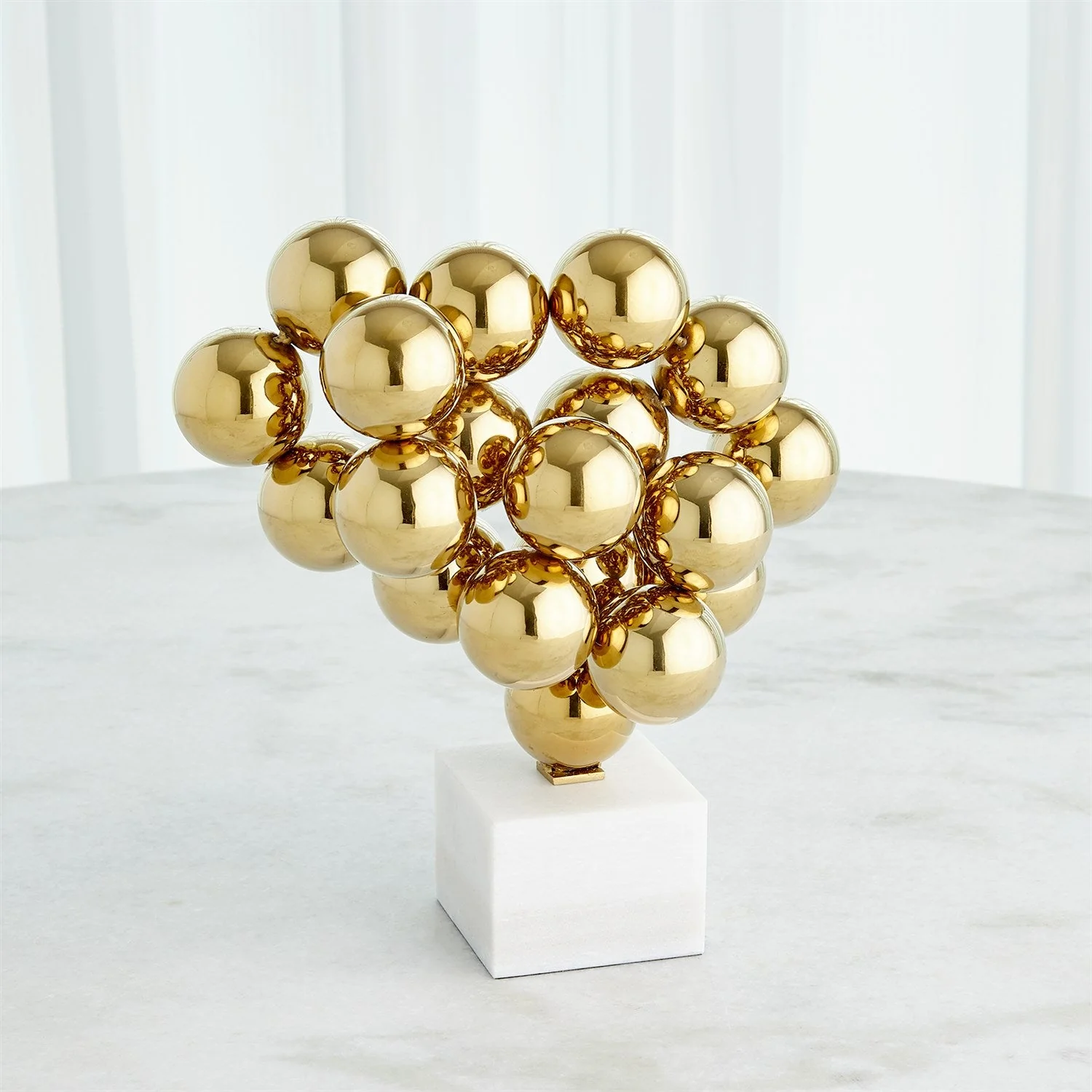 Global Views Sphere Sculpture - Brass - Image 3