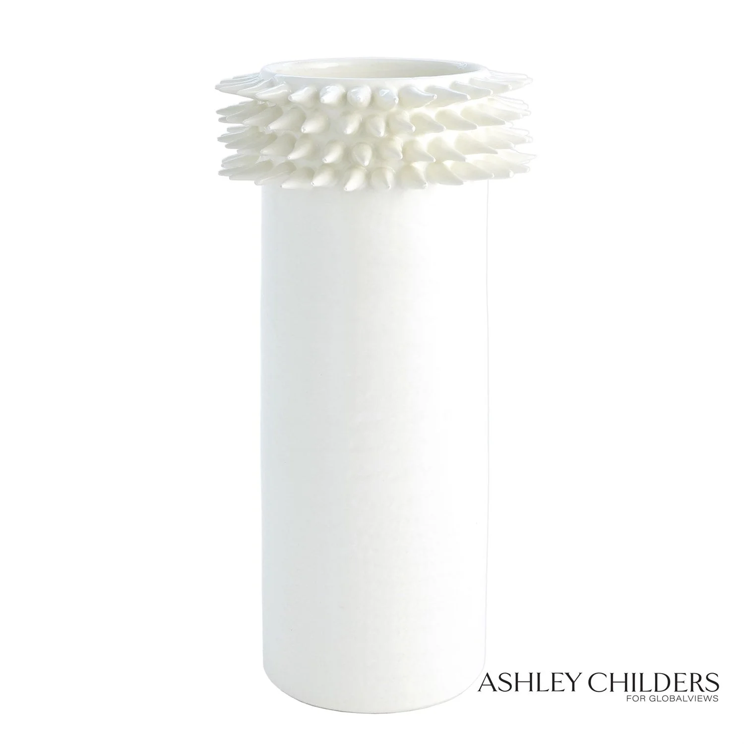 Global Views Spike Cylinder White Vase by Ashley Childers - Image 2