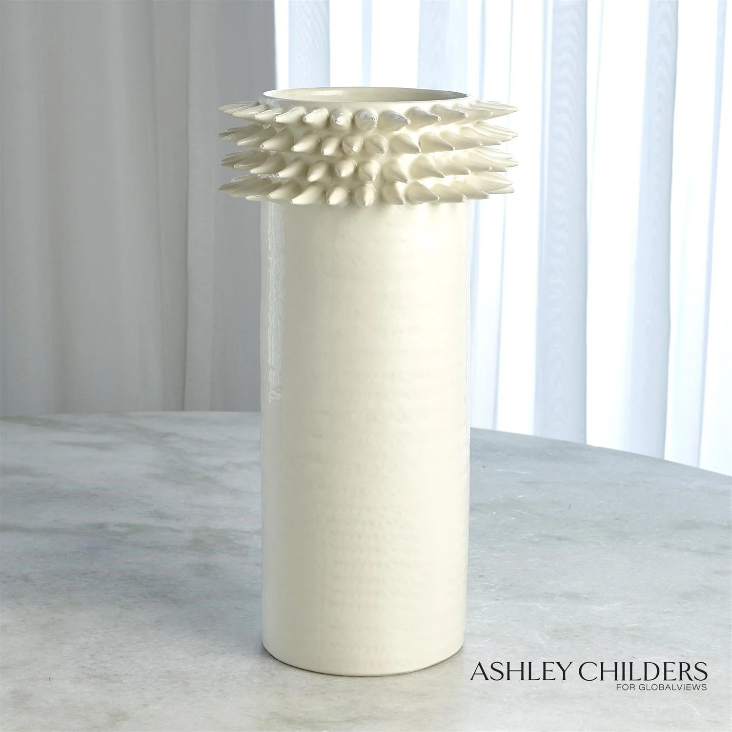 Global Views Spike Cylinder White Vase by Ashley Childers - Image 4