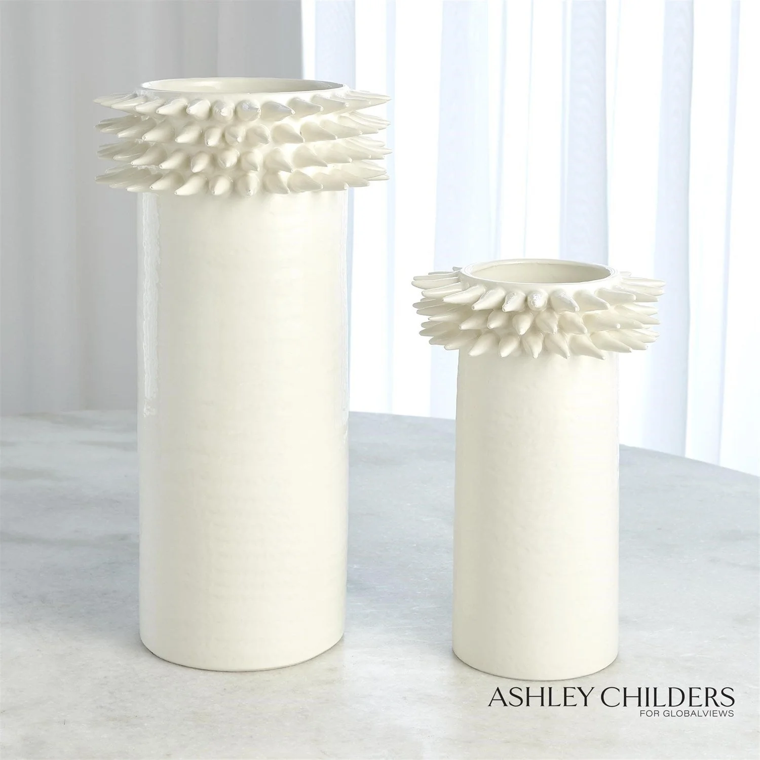 Global Views Spike Cylinder White Vase by Ashley Childers - Image 5
