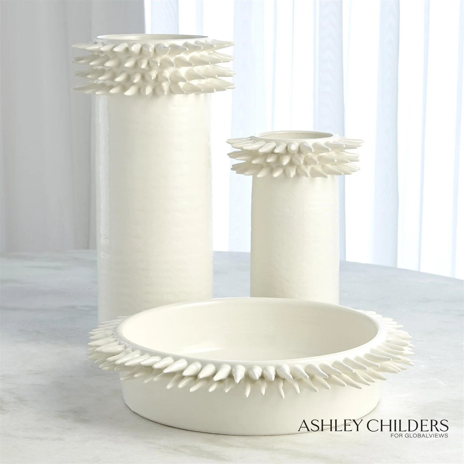 Global Views Spike Cylinder White Vase by Ashley Childers - Image 6