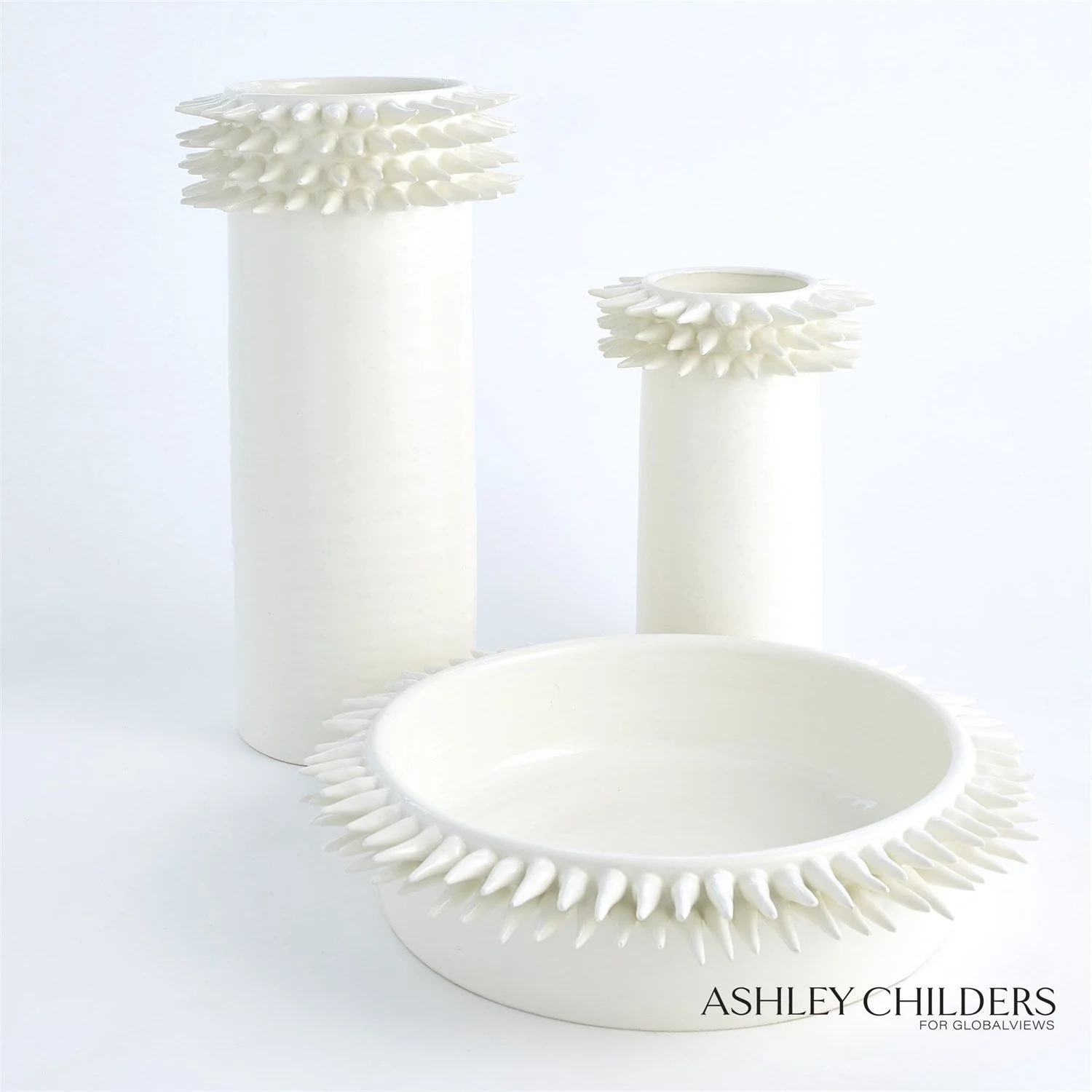 Global Views Spike Cylinder White Vase by Ashley Childers - Image 7