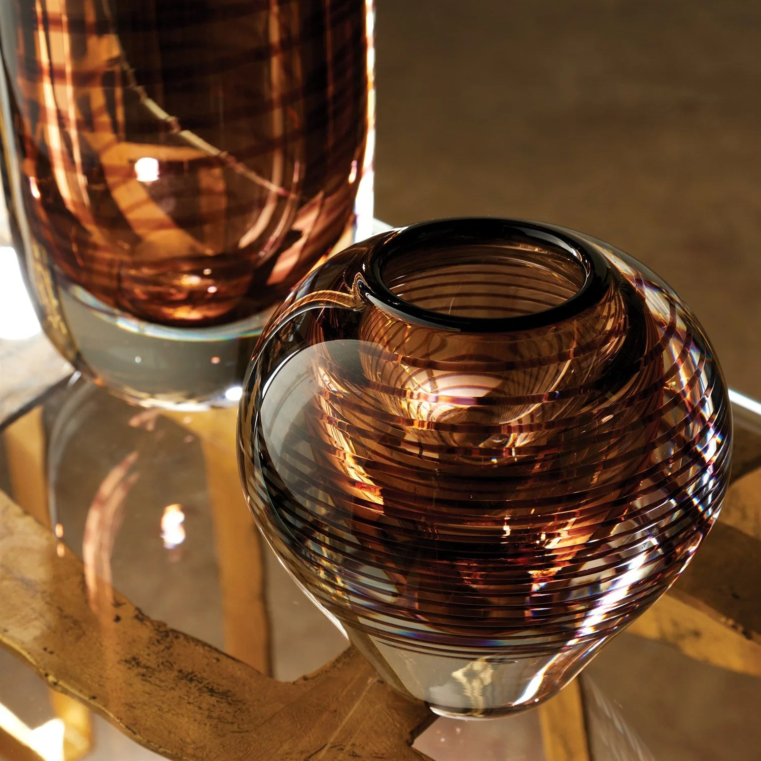 Global Views Spiraled Vase - Amber - Image 2