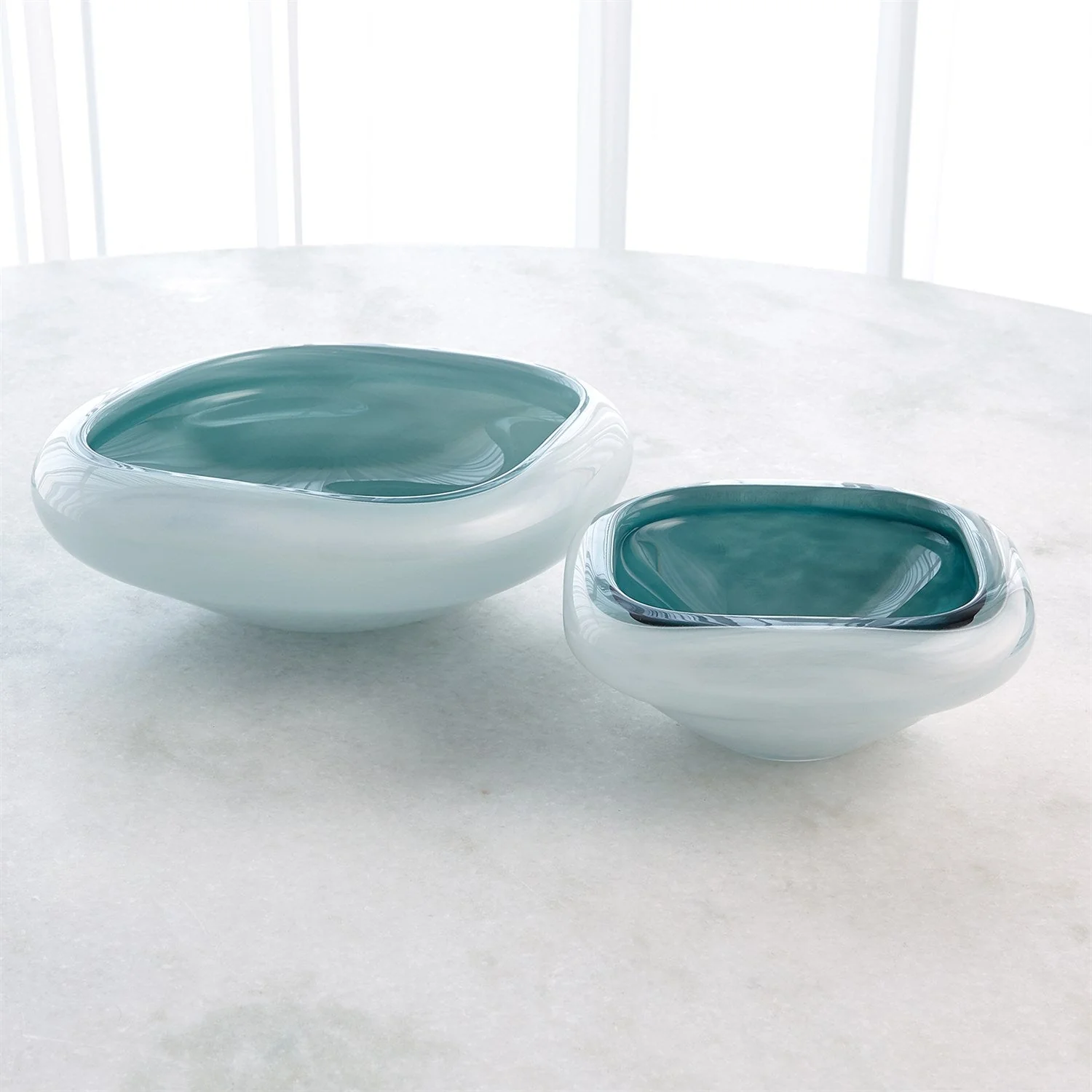 Global Views Square Cased Glass Bowl - Azure - Image 3