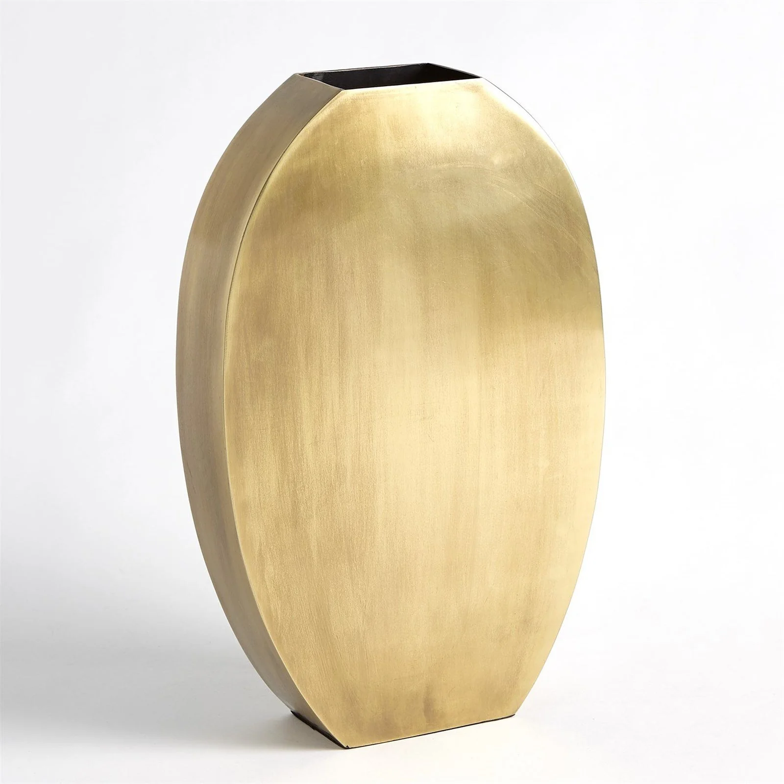 Global Views Squared Oval Vase-Antique Brass - Image 3