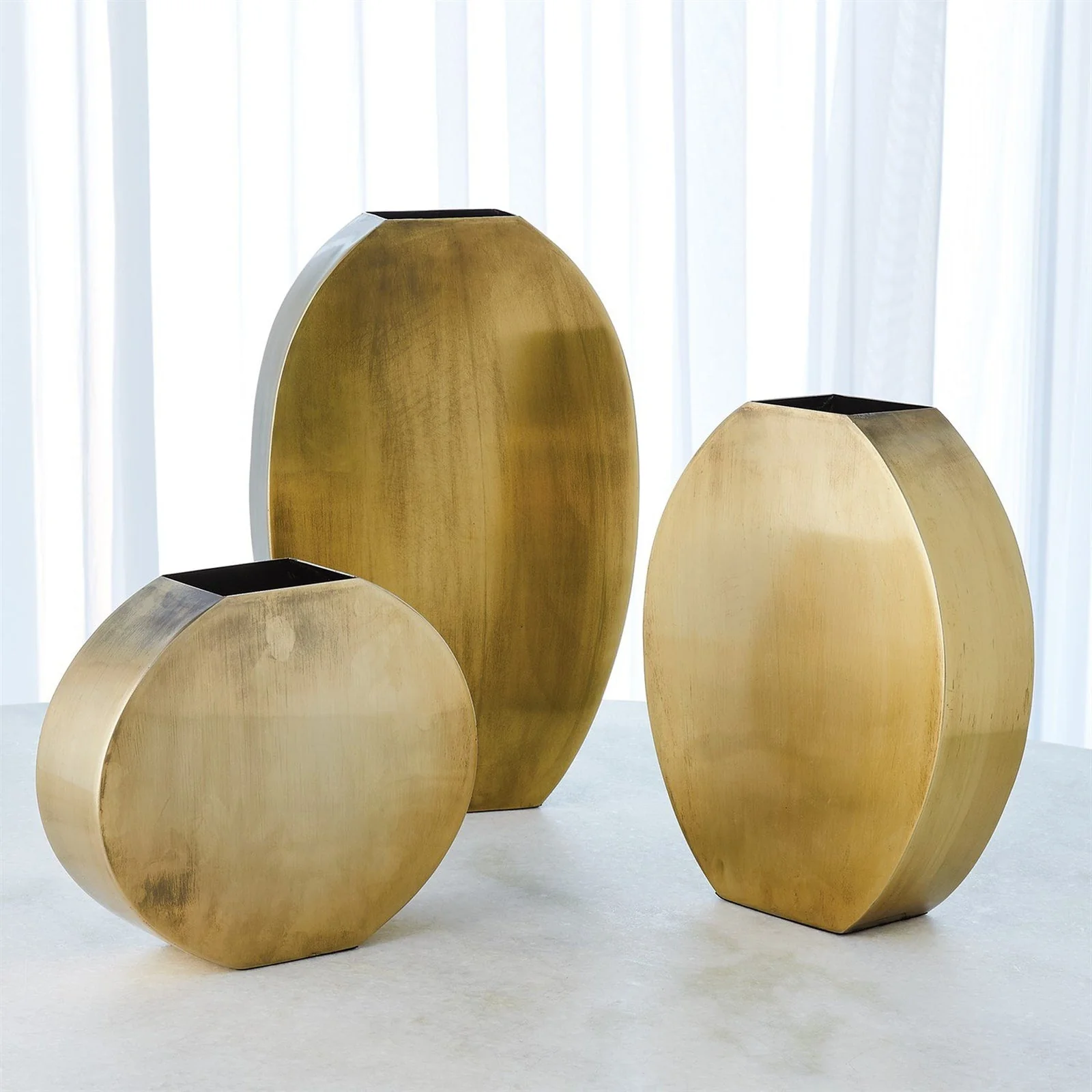 Global Views Squared Oval Vase-Antique Brass - Image 5