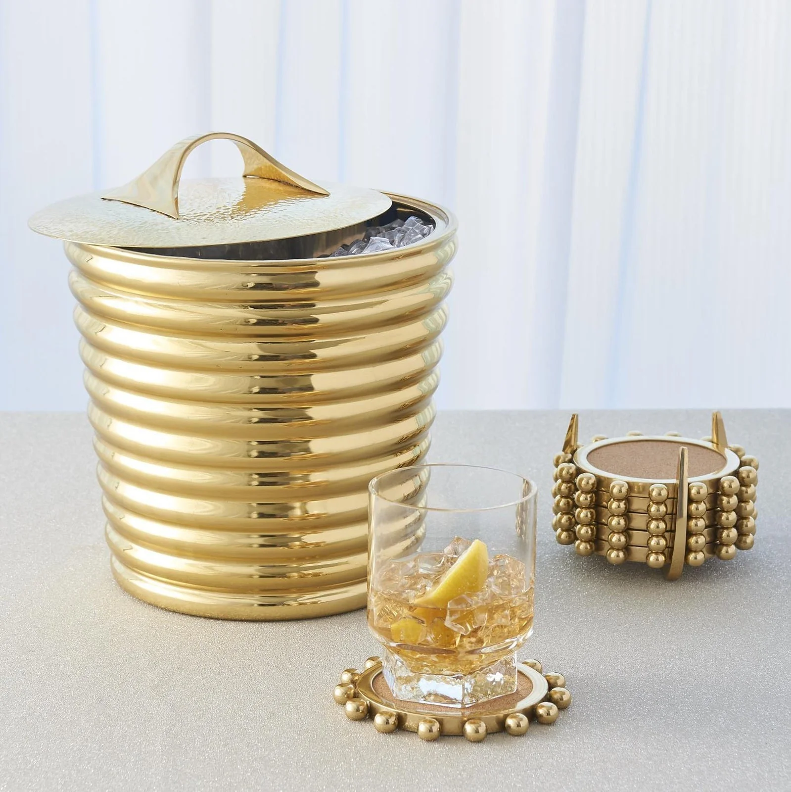 Global Views Starburst Crown Coasters-Brass - Image 3