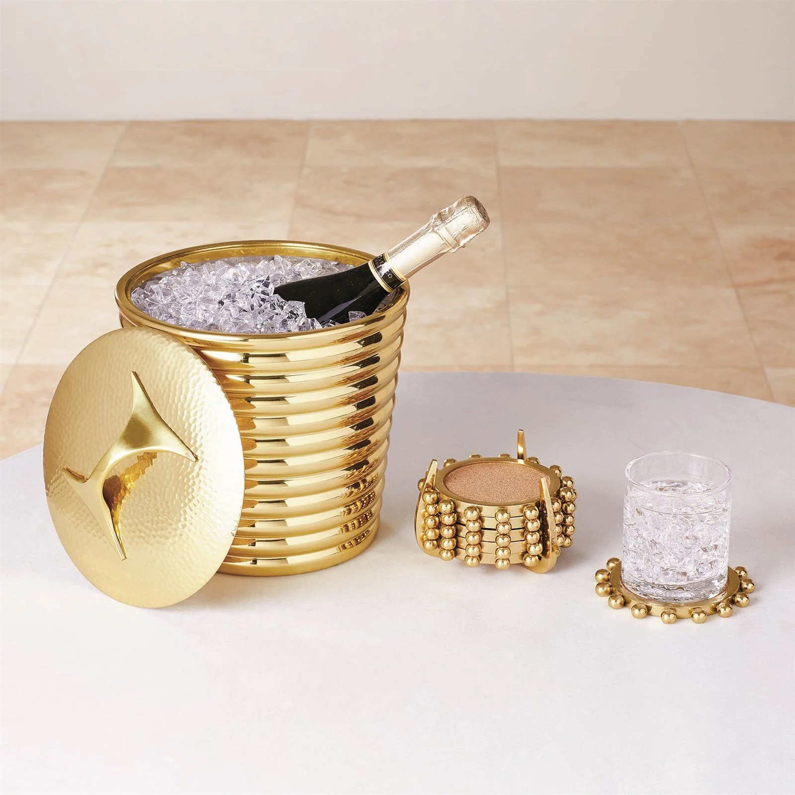 Global Views Starburst Crown Coasters-Brass - Image 5