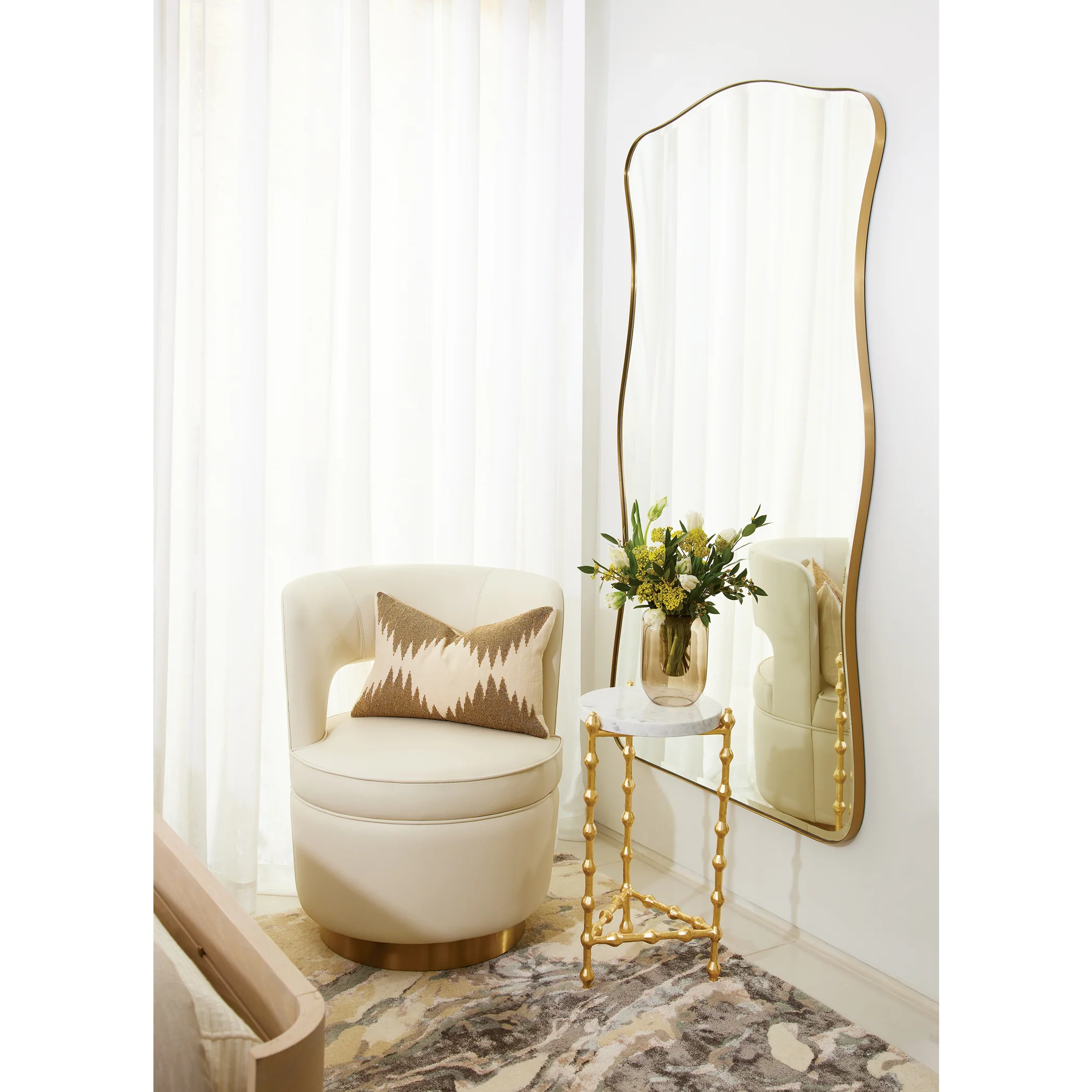 Global Views Stella Swivel Chair in Milk Leather by Ashley Childers - Image 4