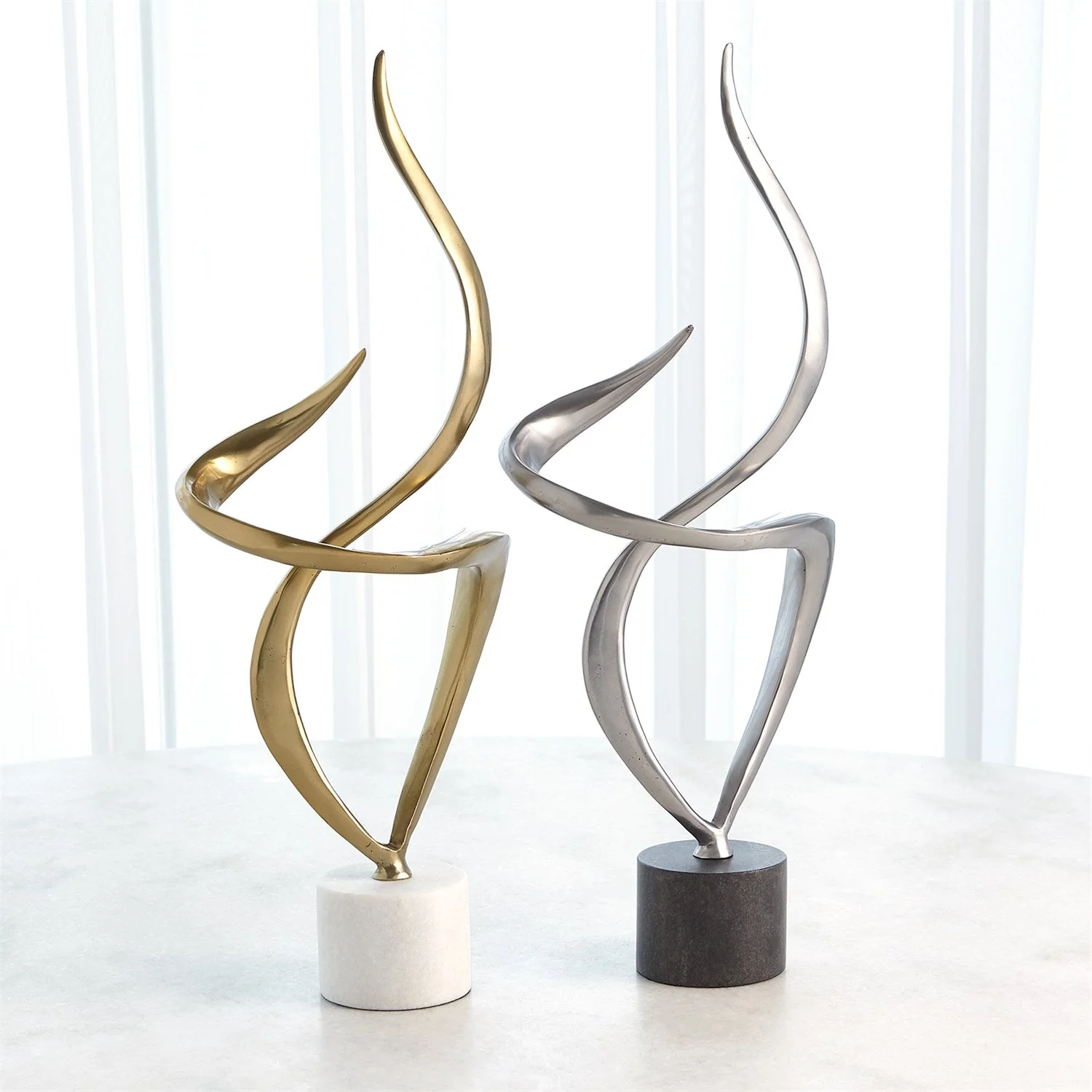 Global Views Swirl Scupture - Antique Brass - Image 5