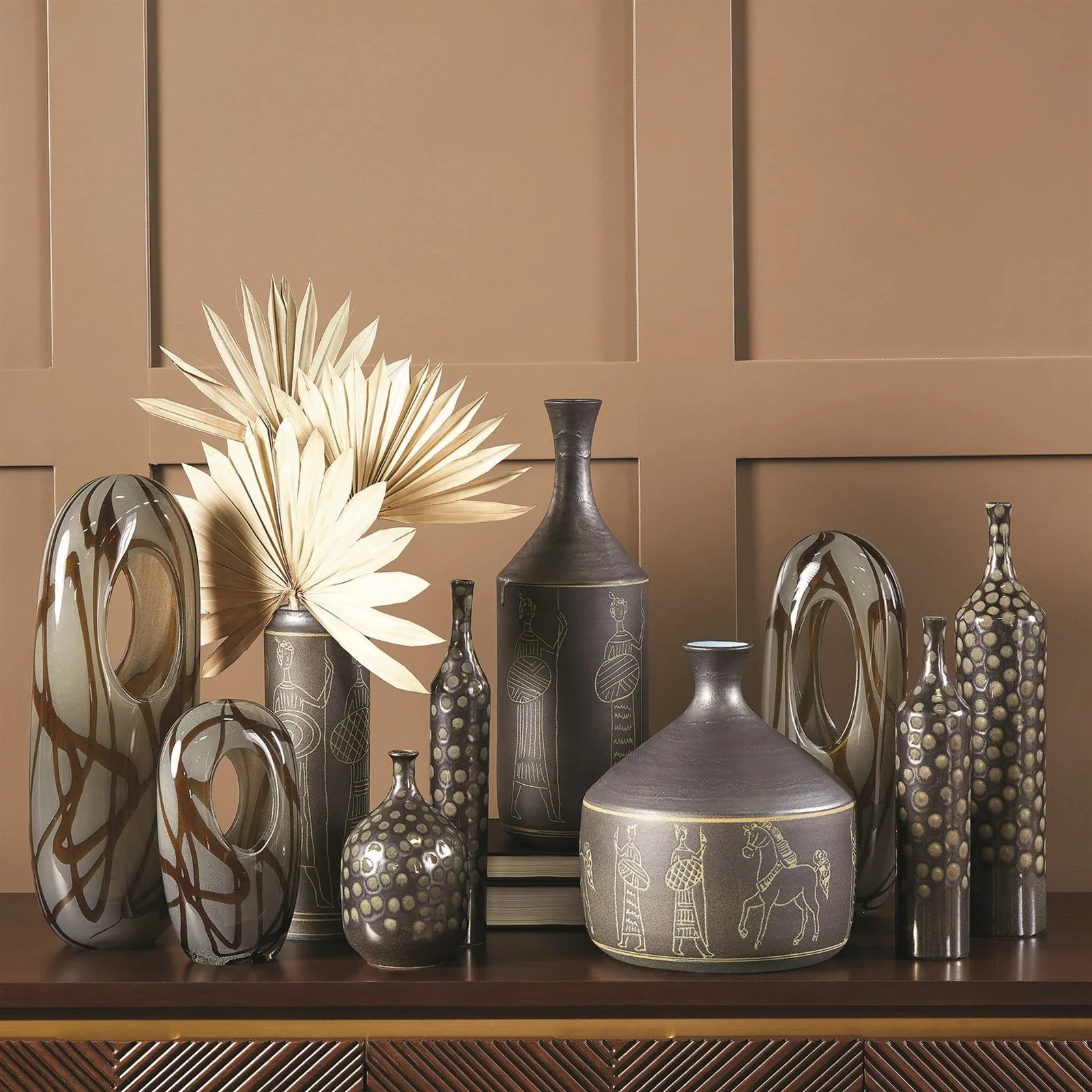Global Views Swirl Vase Amber/Grey - Image 11