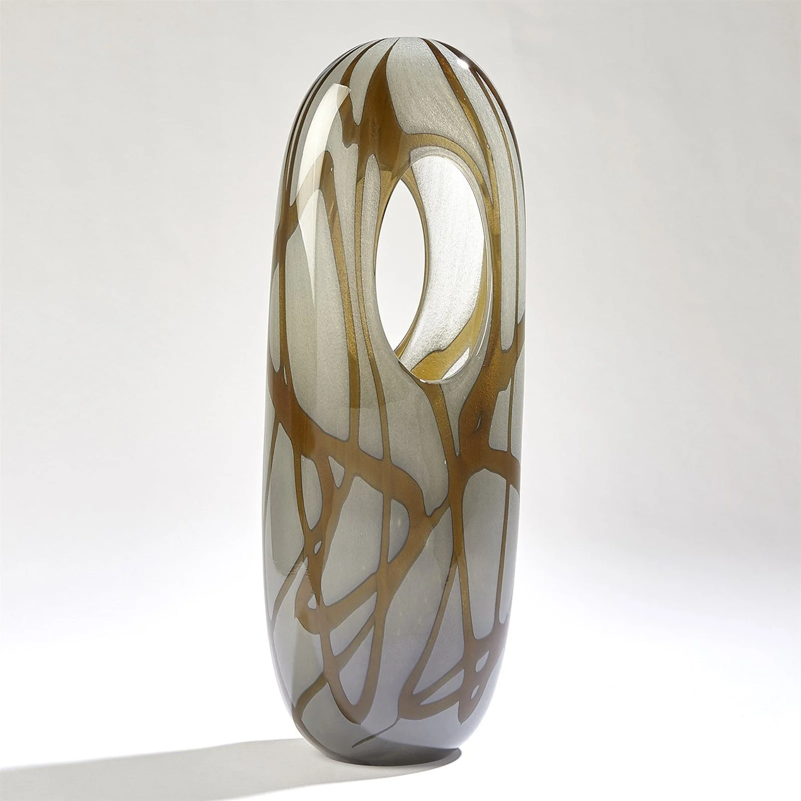 Global Views Swirl Vase Amber/Grey - Image 3