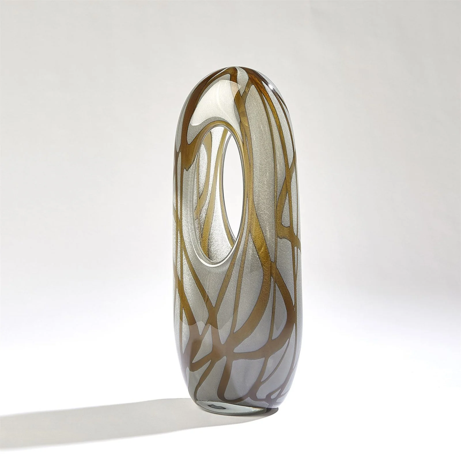 Global Views Swirl Vase Amber/Grey - Image 4