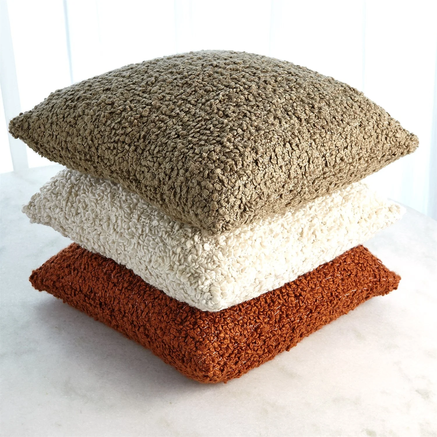 Global Views Textured Boucle Pillow - Rust - Image 4