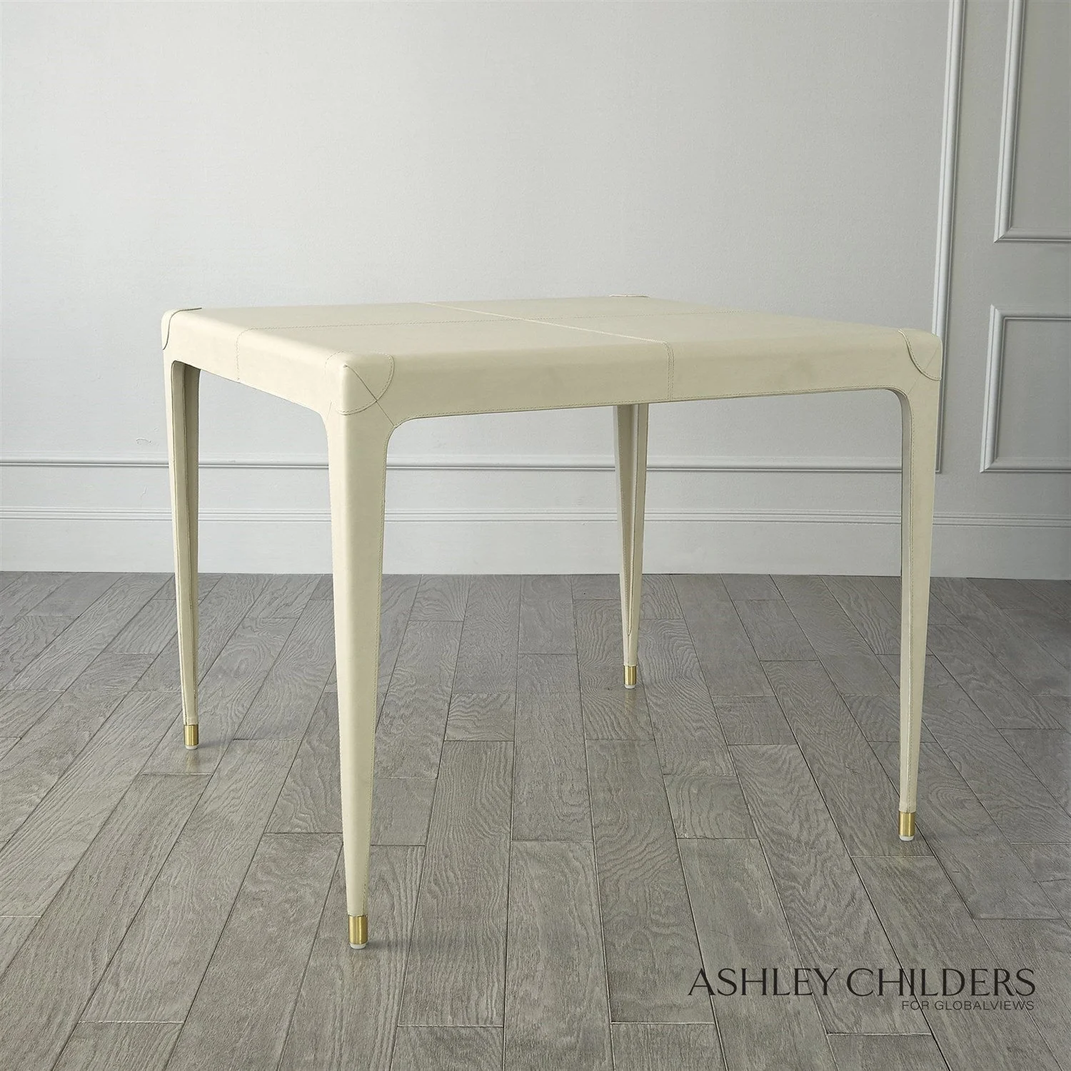 Global Views Tiburtina Game Table in Mist Leather by Ashley Childers - Image 3