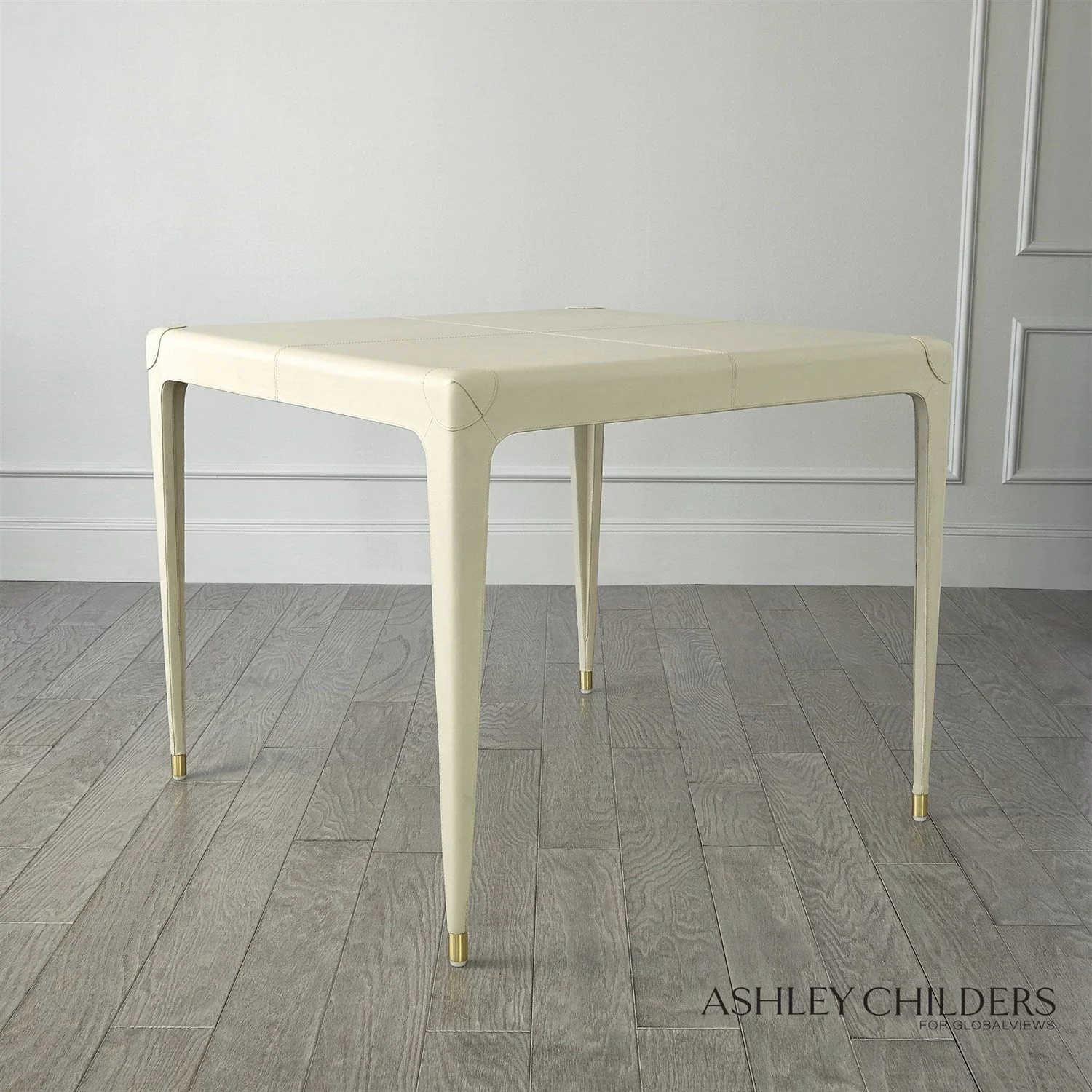 Global Views Tiburtina Game Table in Mist Leather by Ashley Childers - Image 4