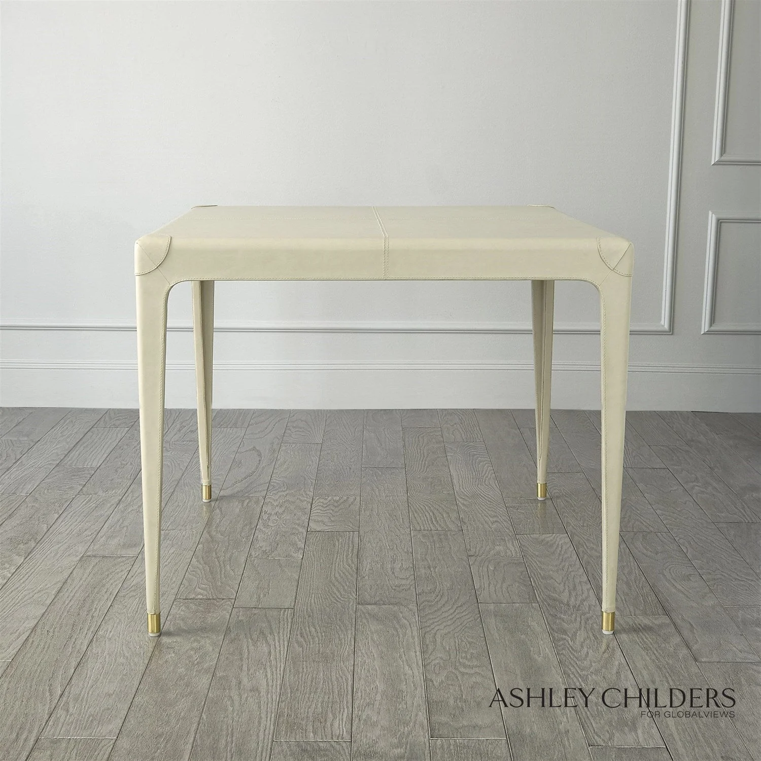 Global Views Tiburtina Game Table in Mist Leather by Ashley Childers - Image 5
