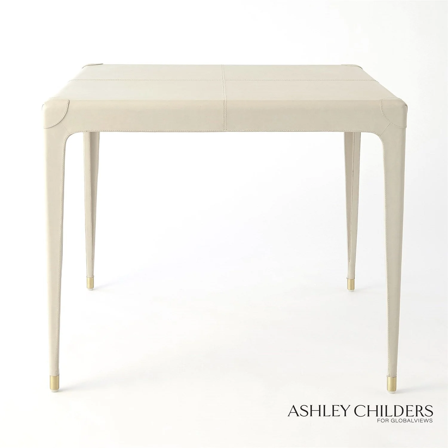 Global Views Tiburtina Game Table in Mist Leather by Ashley Childers - Image 6
