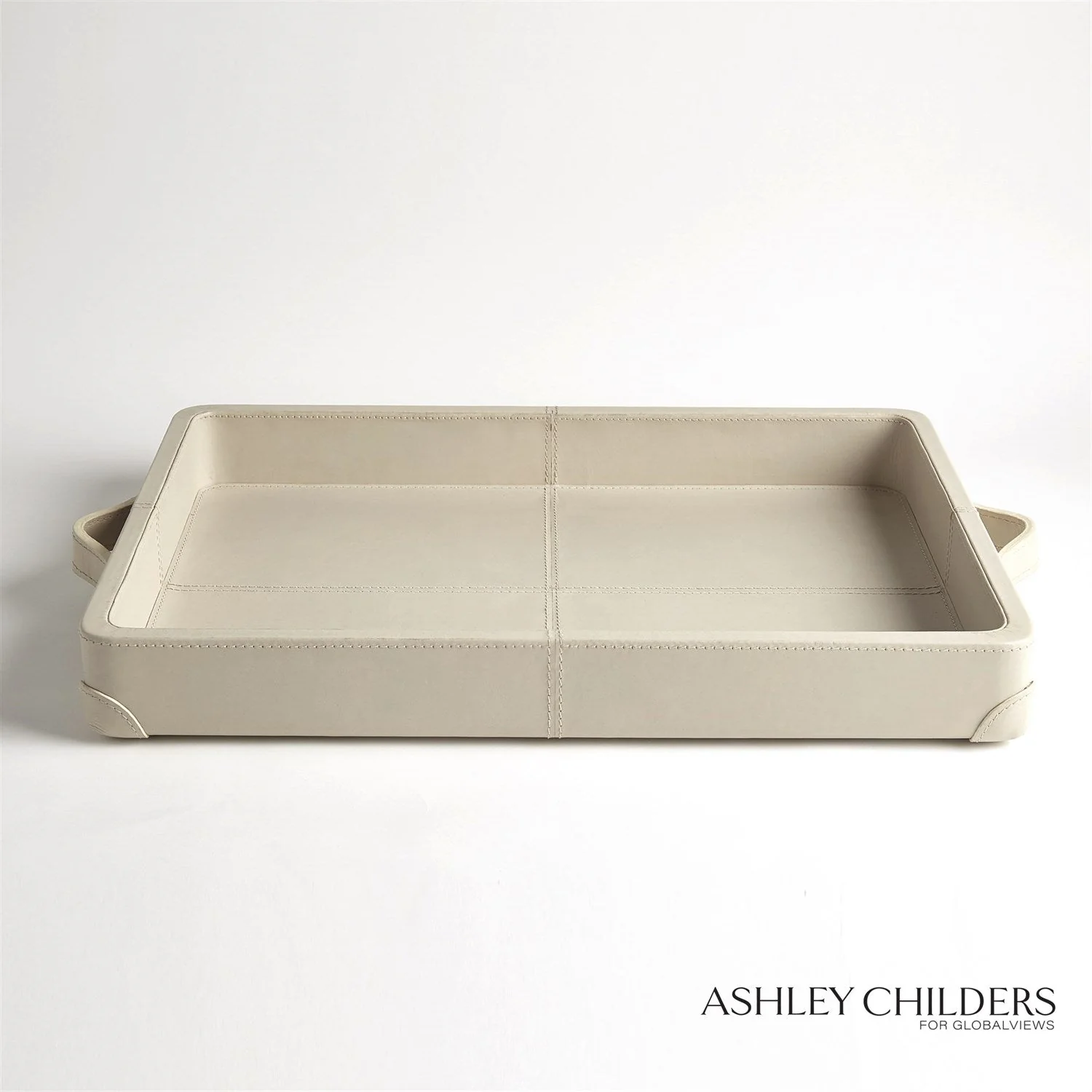 Global Views Tiburtina Tray in Mist Leather by Ashley Childers - Image 5