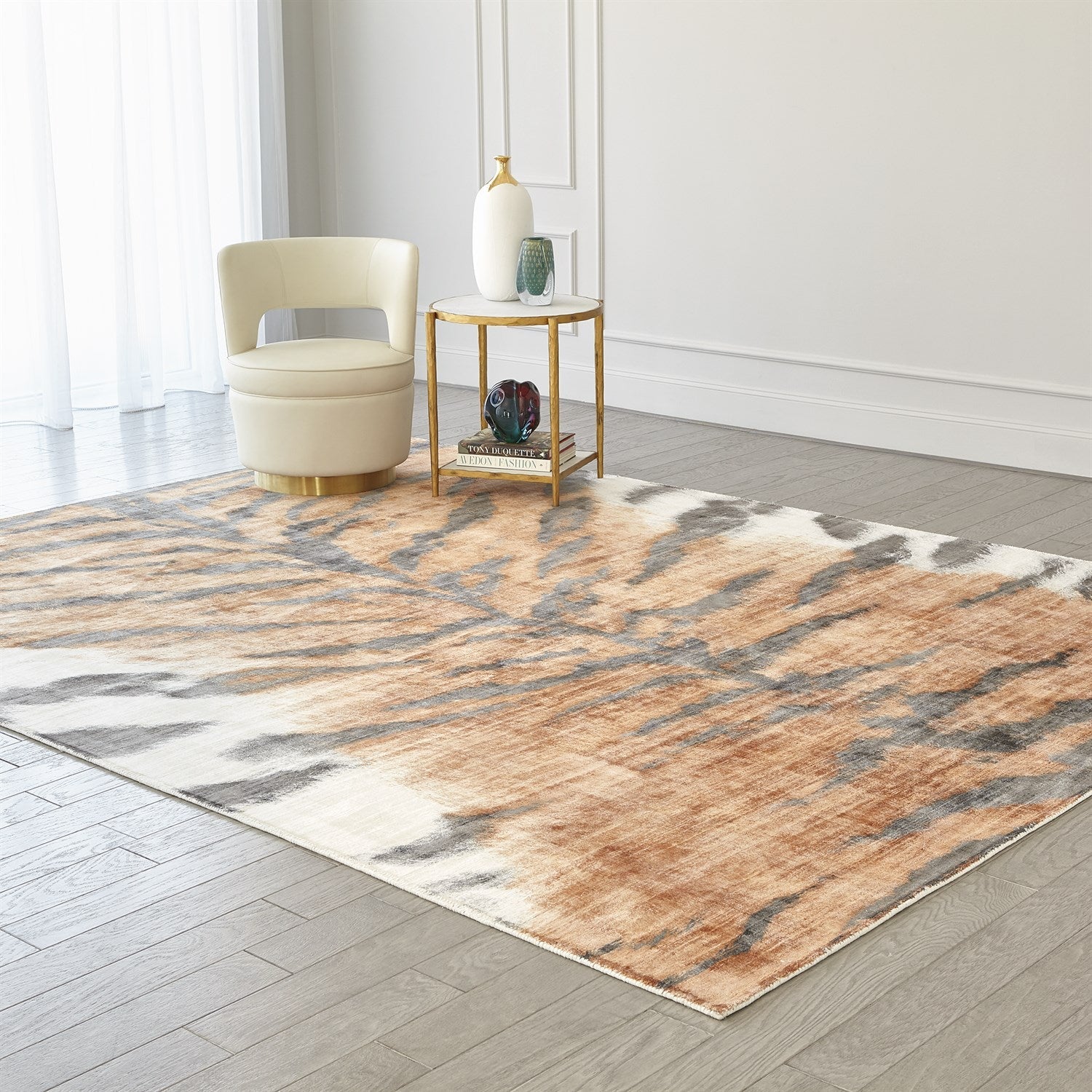 Global Views Orange Tiger Stripe Rug Clearance - Image 2